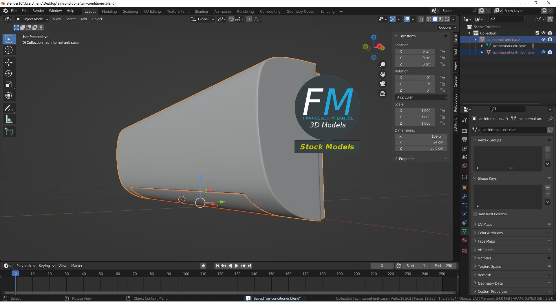 Air conditioner internal unit 3D model_9