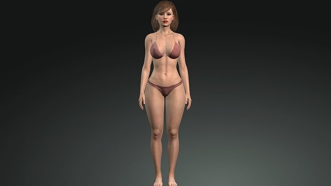 Realistic Model Alice woman in bikini Low-poly 3D model