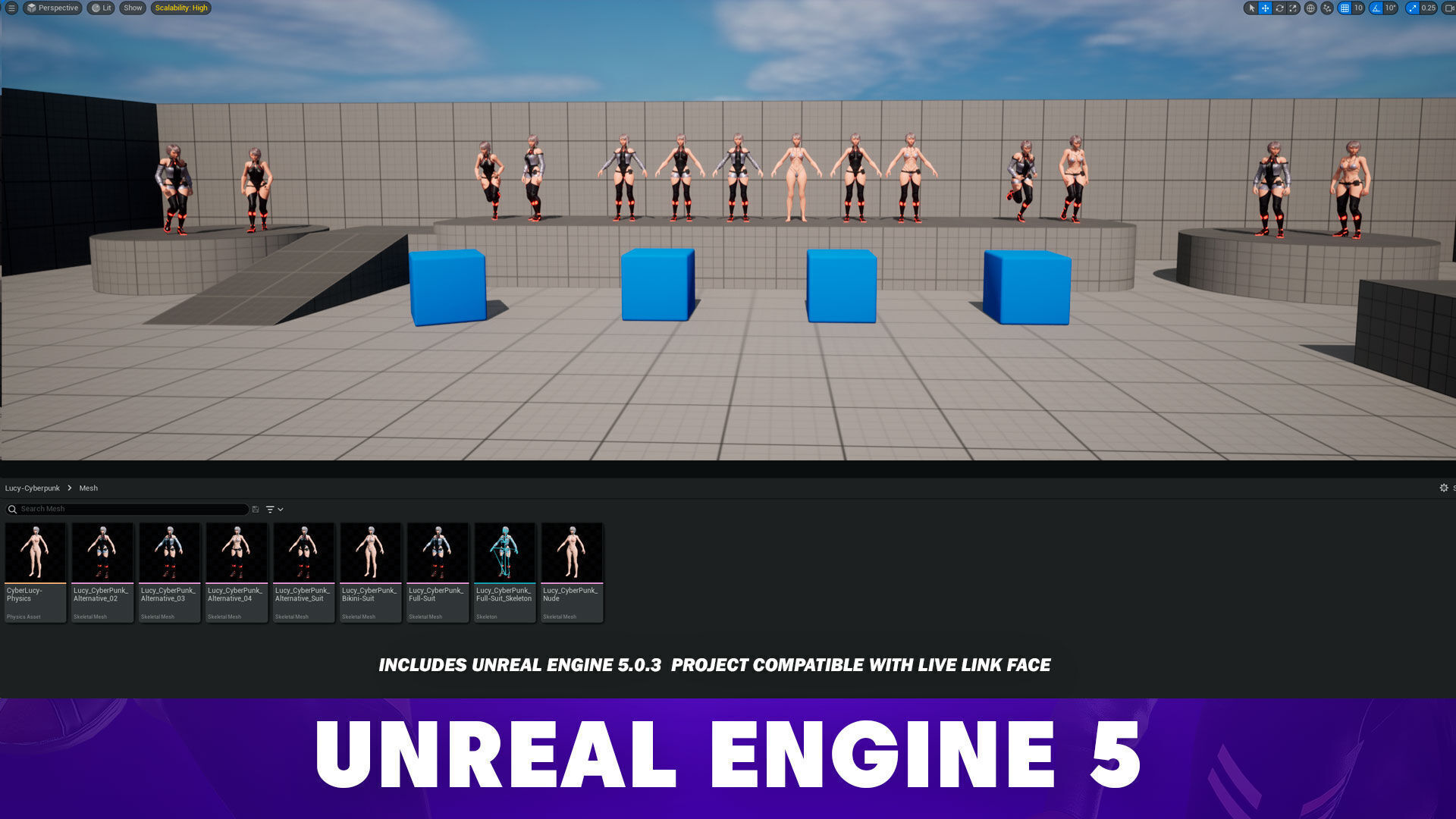 Lucy Cyberpunk Edgerunner  - Game Ready 3D model - UE5 Low-poly 3D model_15