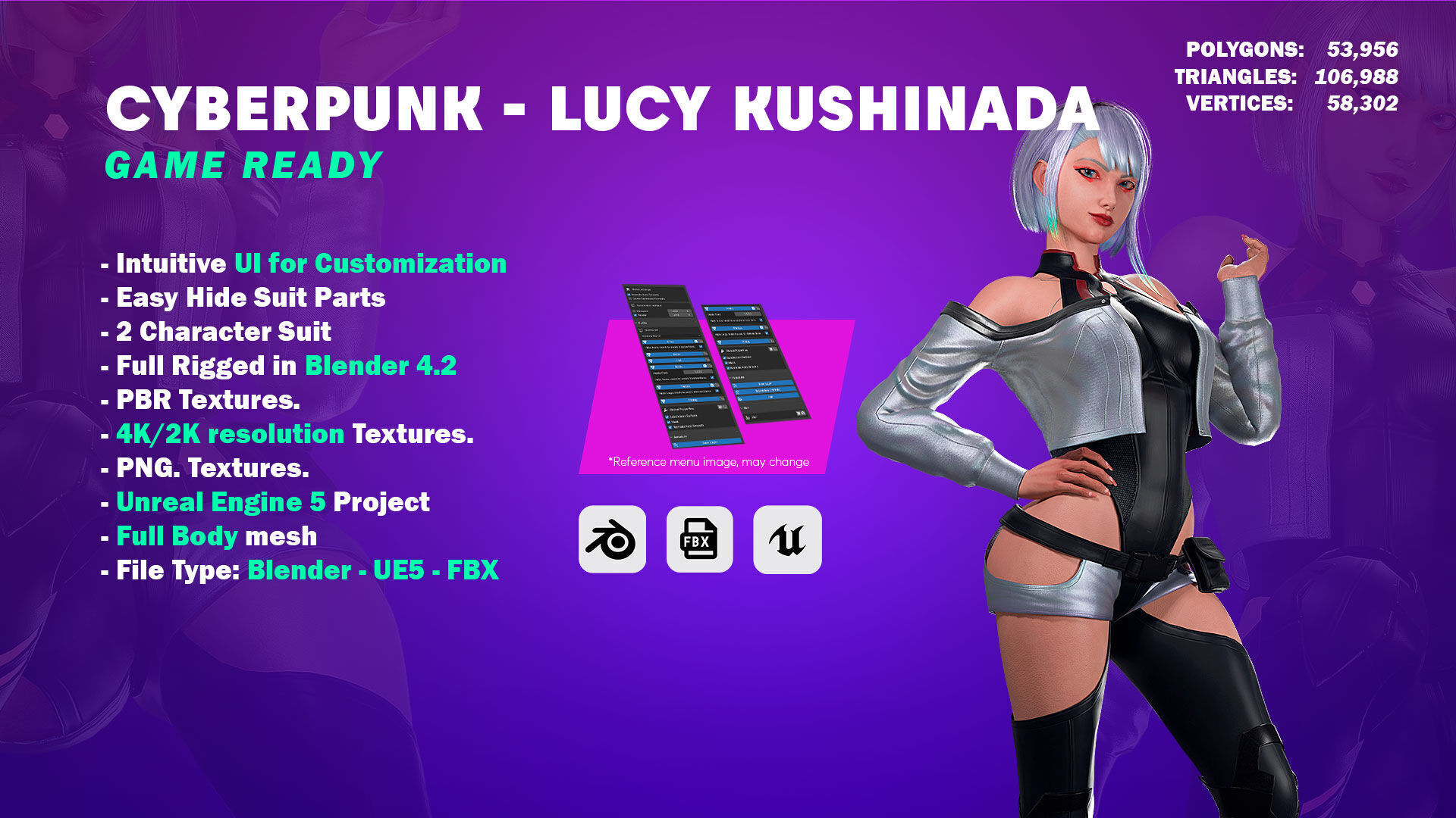 Lucy Cyberpunk Edgerunner  - Game Ready 3D model - UE5 Low-poly 3D model_1