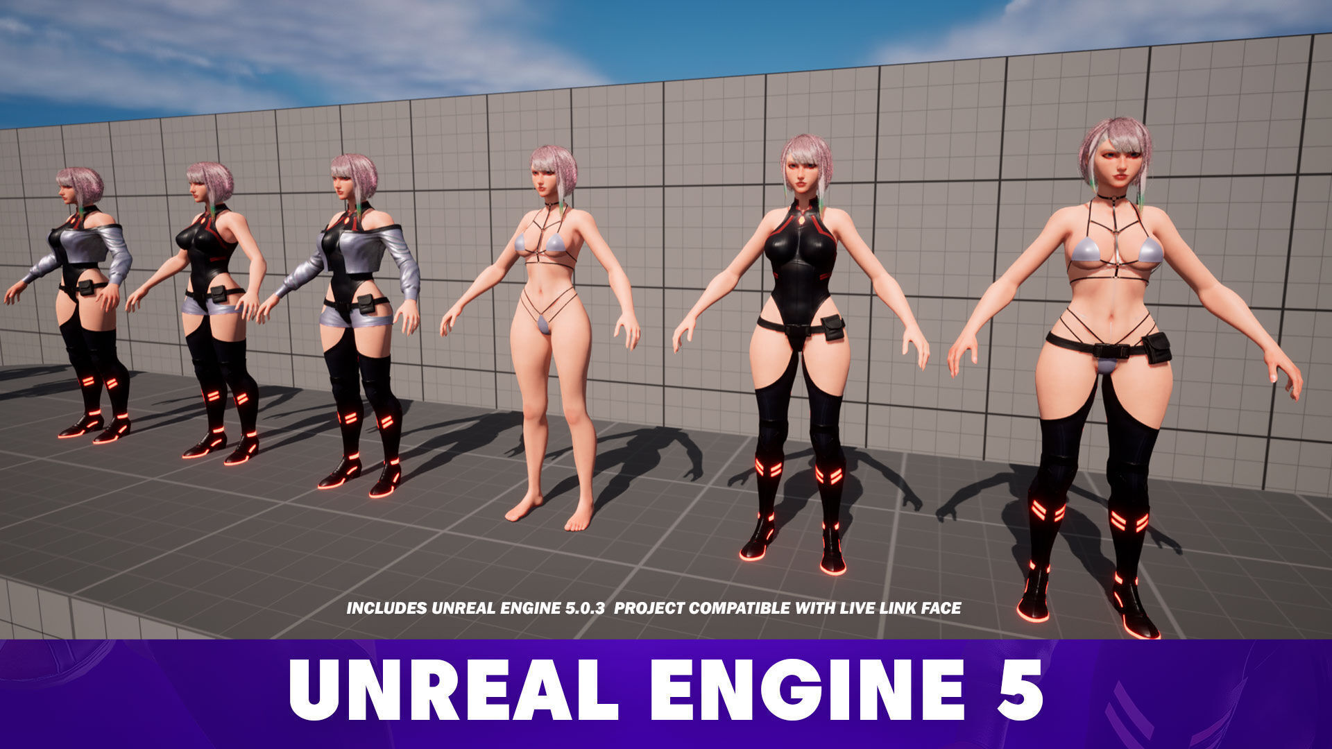 Lucy Cyberpunk Edgerunner  - Game Ready 3D model - UE5 Low-poly 3D model_14