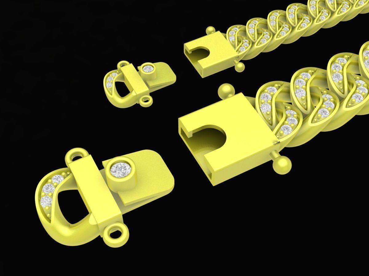 2 diamond cuban bracelets 4125 3D print model_2
