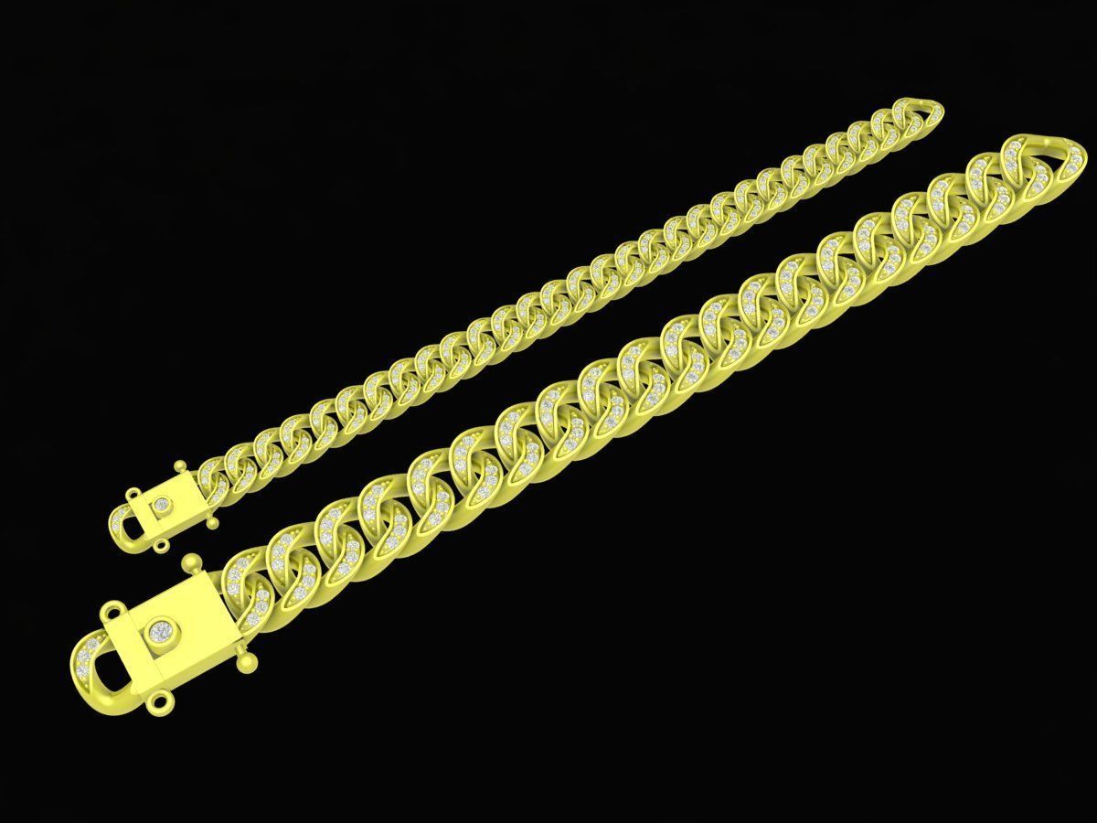 2 diamond cuban bracelets 4125 3D print model_1
