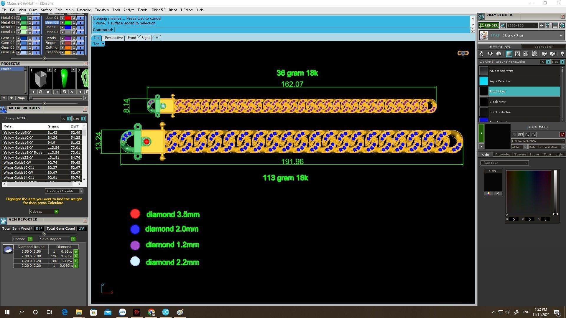 2 diamond cuban bracelets 4125 3D print model_3