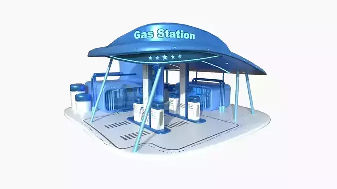 SciFi Gas Station A03 Blue - Sci Fi Exterior Design Low-poly 3D model