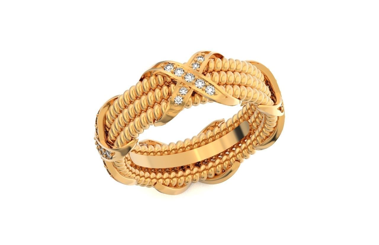 ring tiffany schlumberger diamond three-row 776 3D print model_11