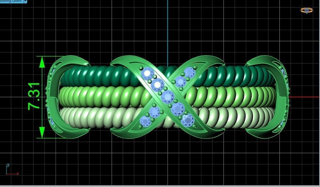 ring tiffany schlumberger diamond three-row 776 3D print model_40