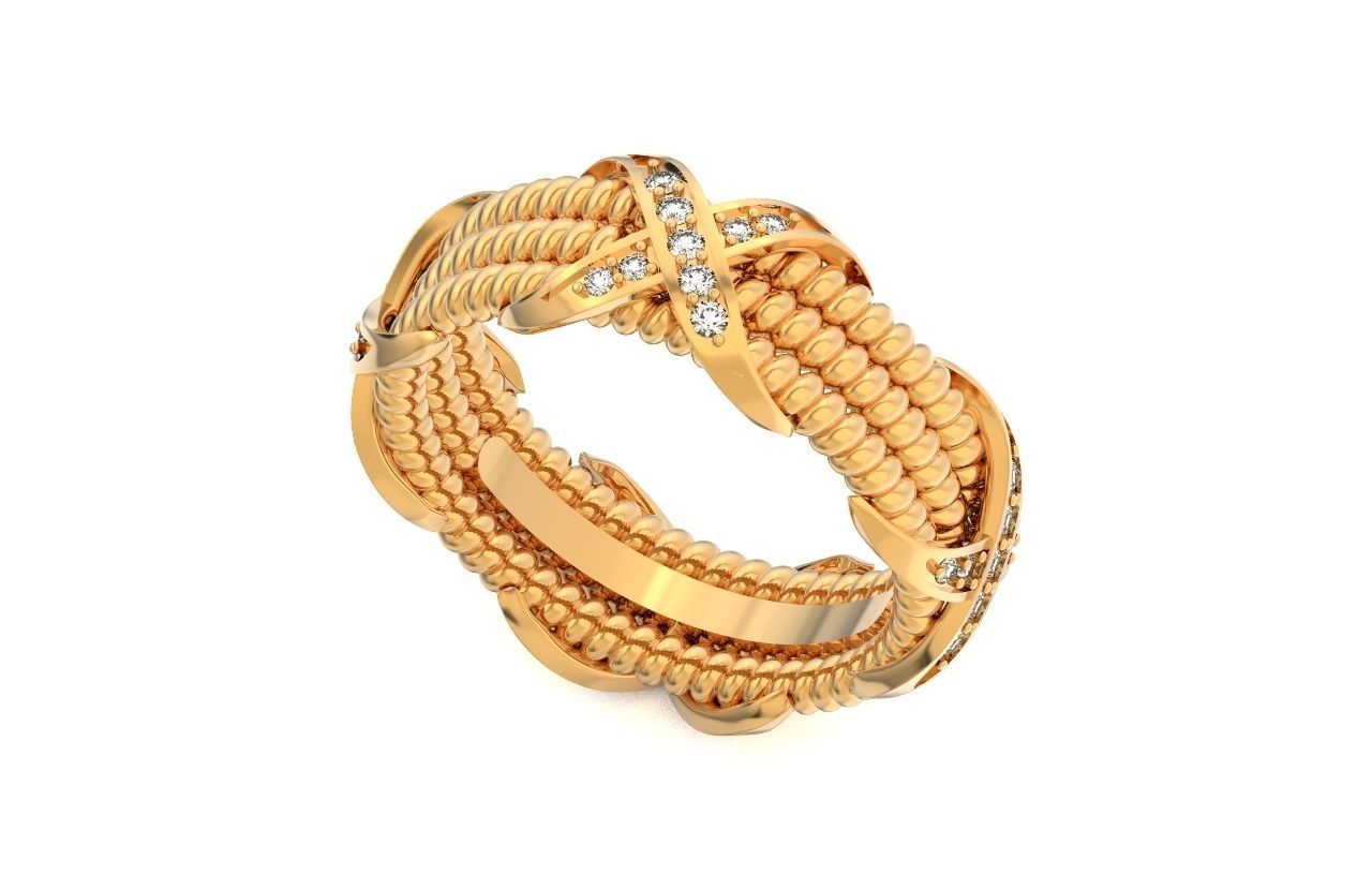 ring tiffany schlumberger diamond three-row 776 3D print model_9