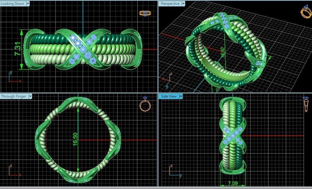 ring tiffany schlumberger diamond three-row 776 3D print model_5