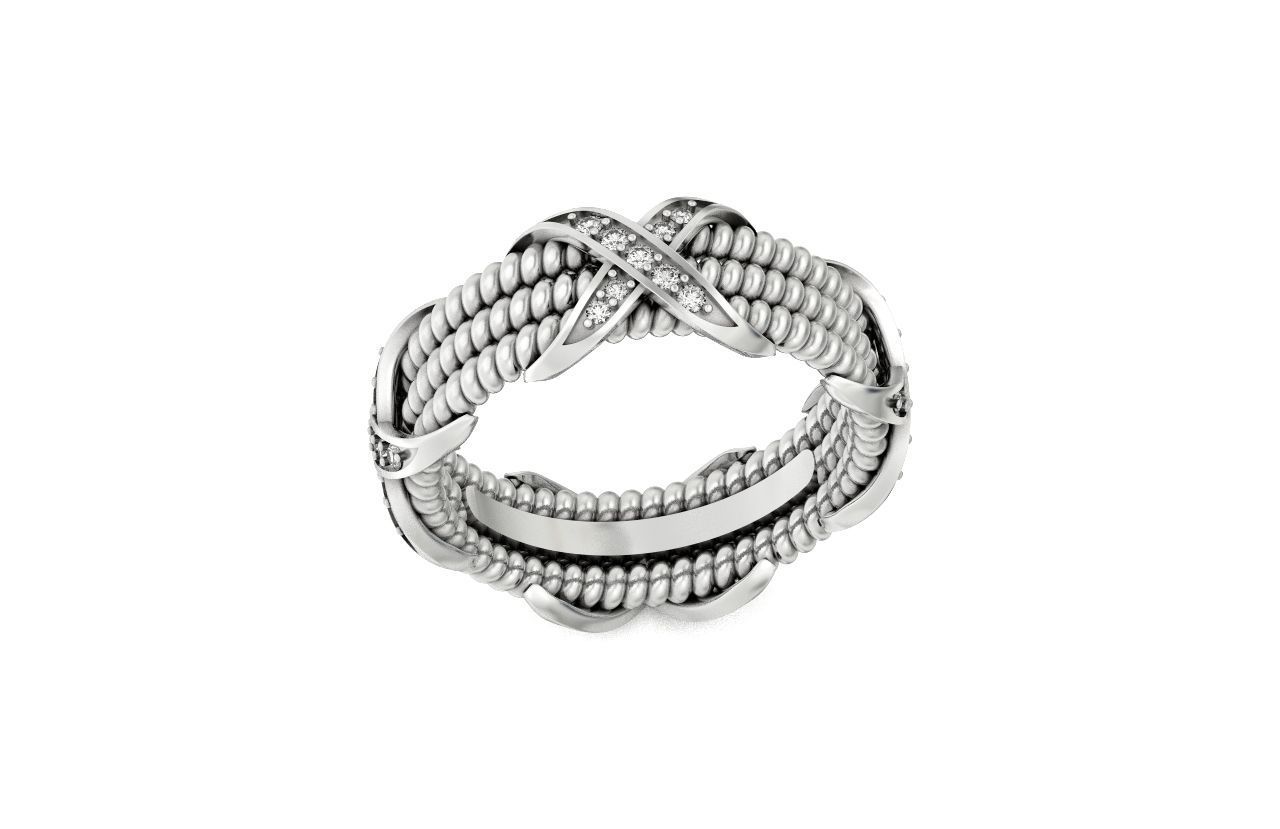 ring tiffany schlumberger diamond three-row 776 3D print model_25