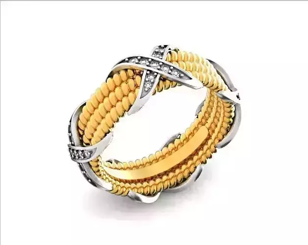 ring tiffany schlumberger diamond three-row 776