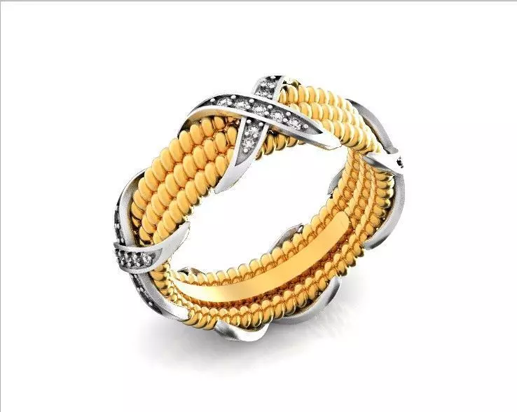 ring tiffany schlumberger diamond three-row 776 3D print model_0