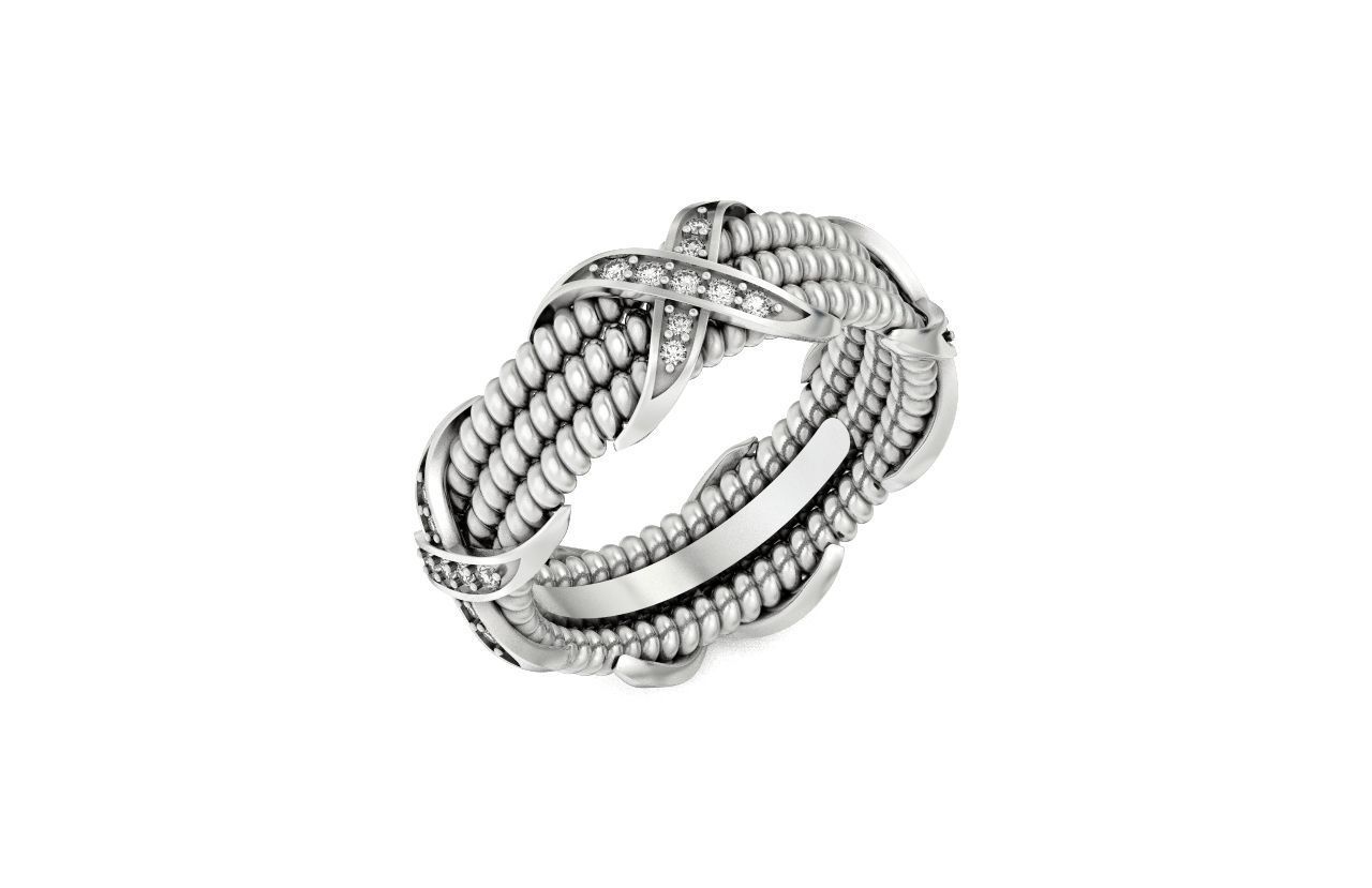 ring tiffany schlumberger diamond three-row 776 3D print model_26