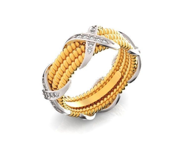 ring tiffany schlumberger diamond three-row 776 3D print model_2