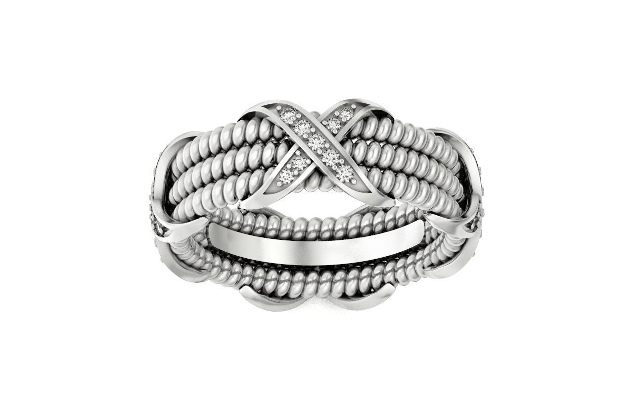 ring tiffany schlumberger diamond three-row 776 3D print model_28
