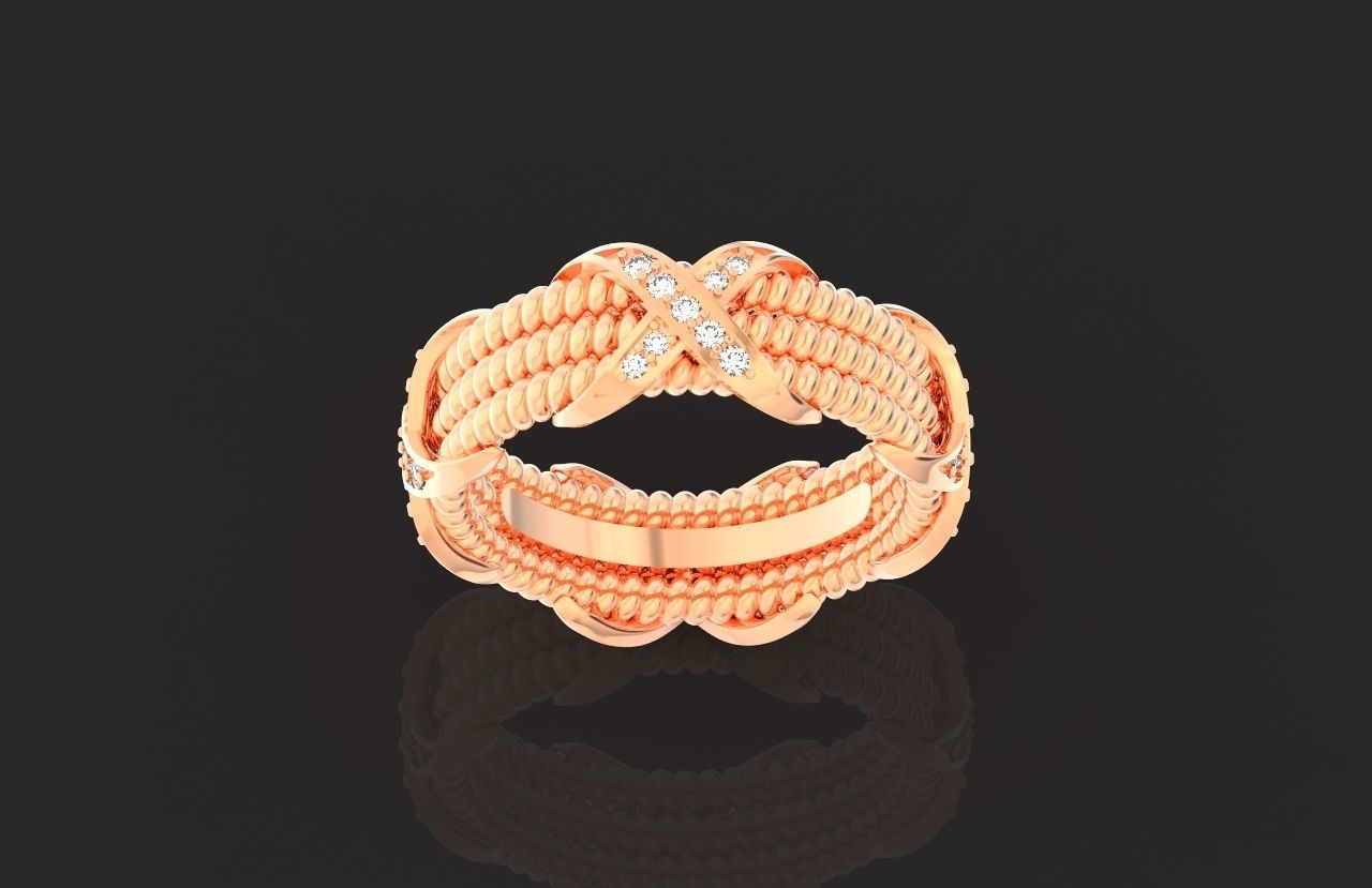 ring tiffany schlumberger diamond three-row 776 3D print model_35