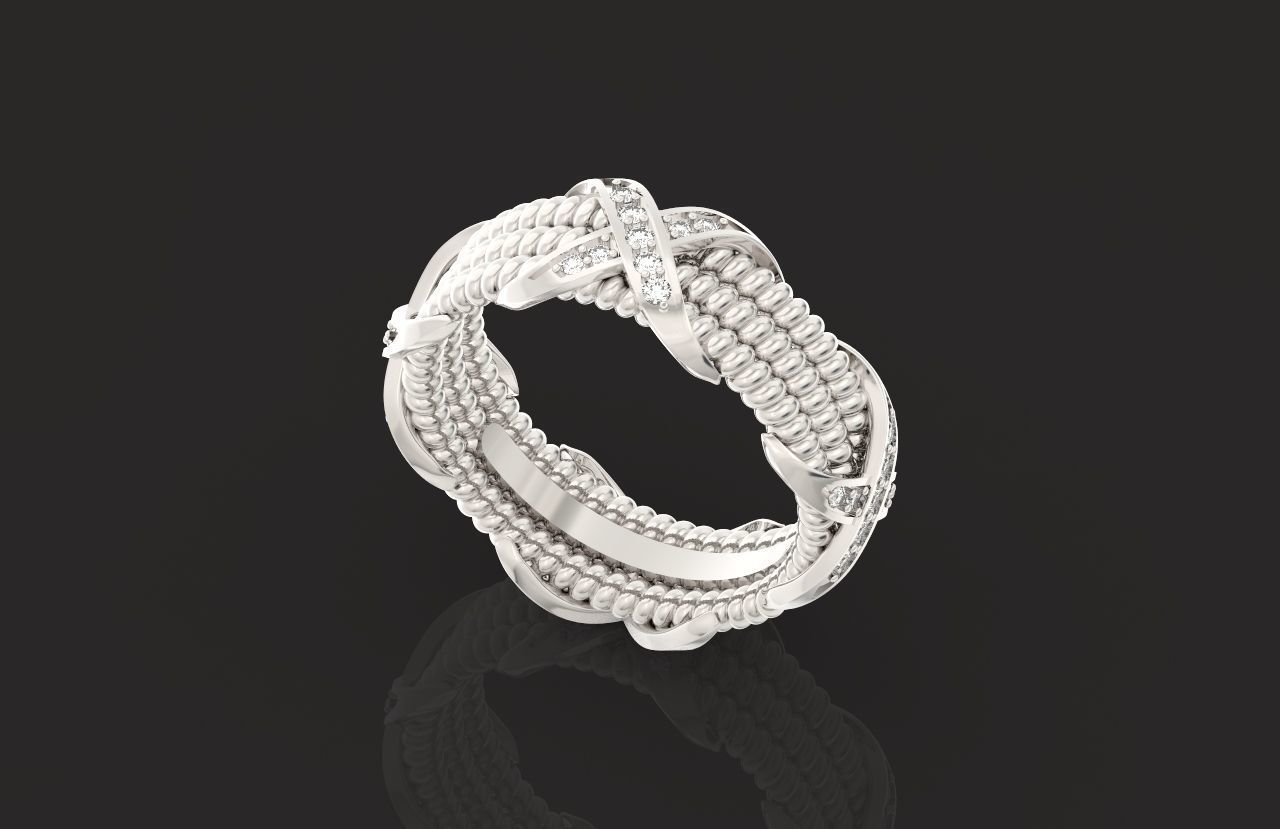 ring tiffany schlumberger diamond three-row 776 3D print model_36