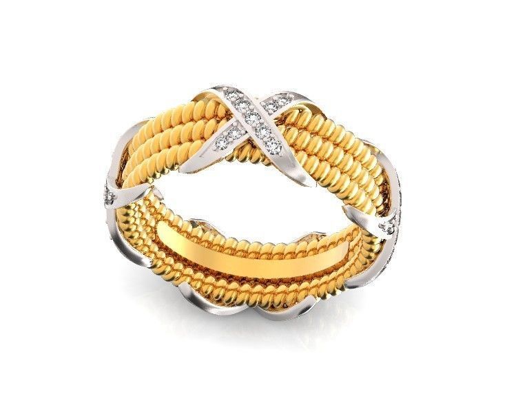 ring tiffany schlumberger diamond three-row 776 3D print model_3