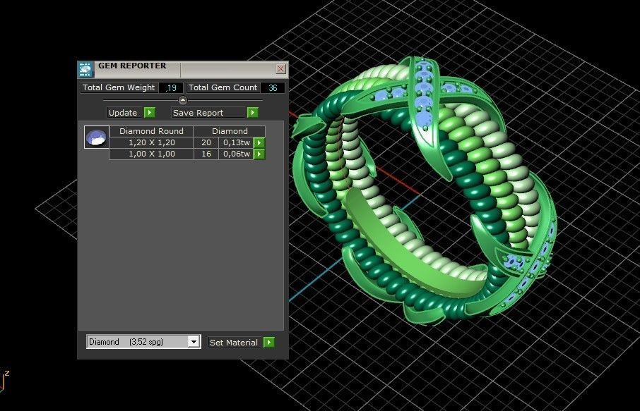 ring tiffany schlumberger diamond three-row 776 3D print model_6