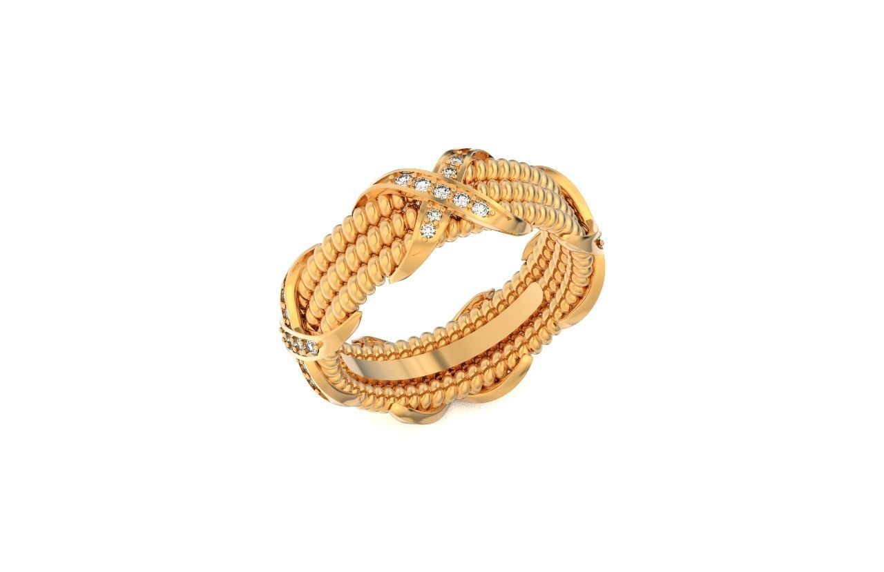 ring tiffany schlumberger diamond three-row 776 3D print model_19