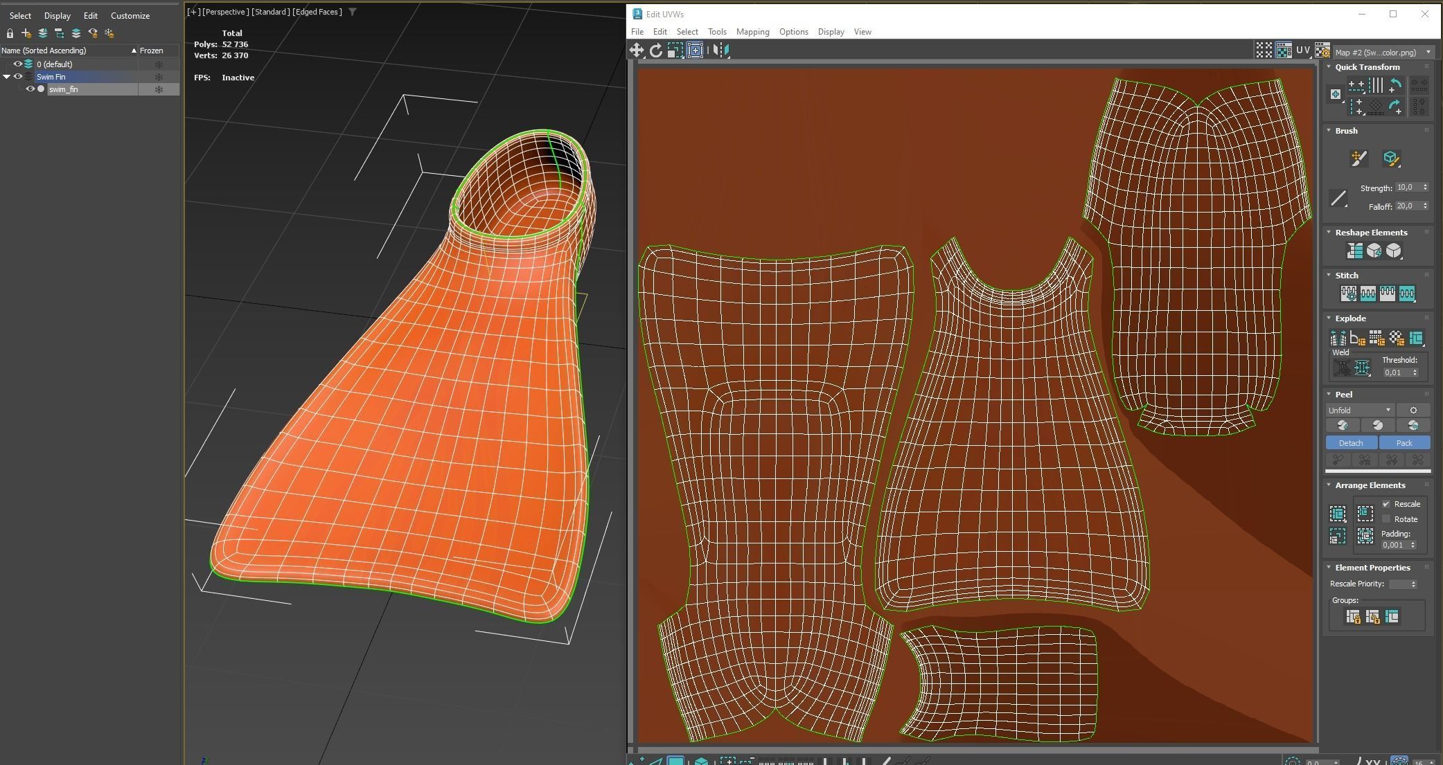 Swim Fins PBR 3D model_19