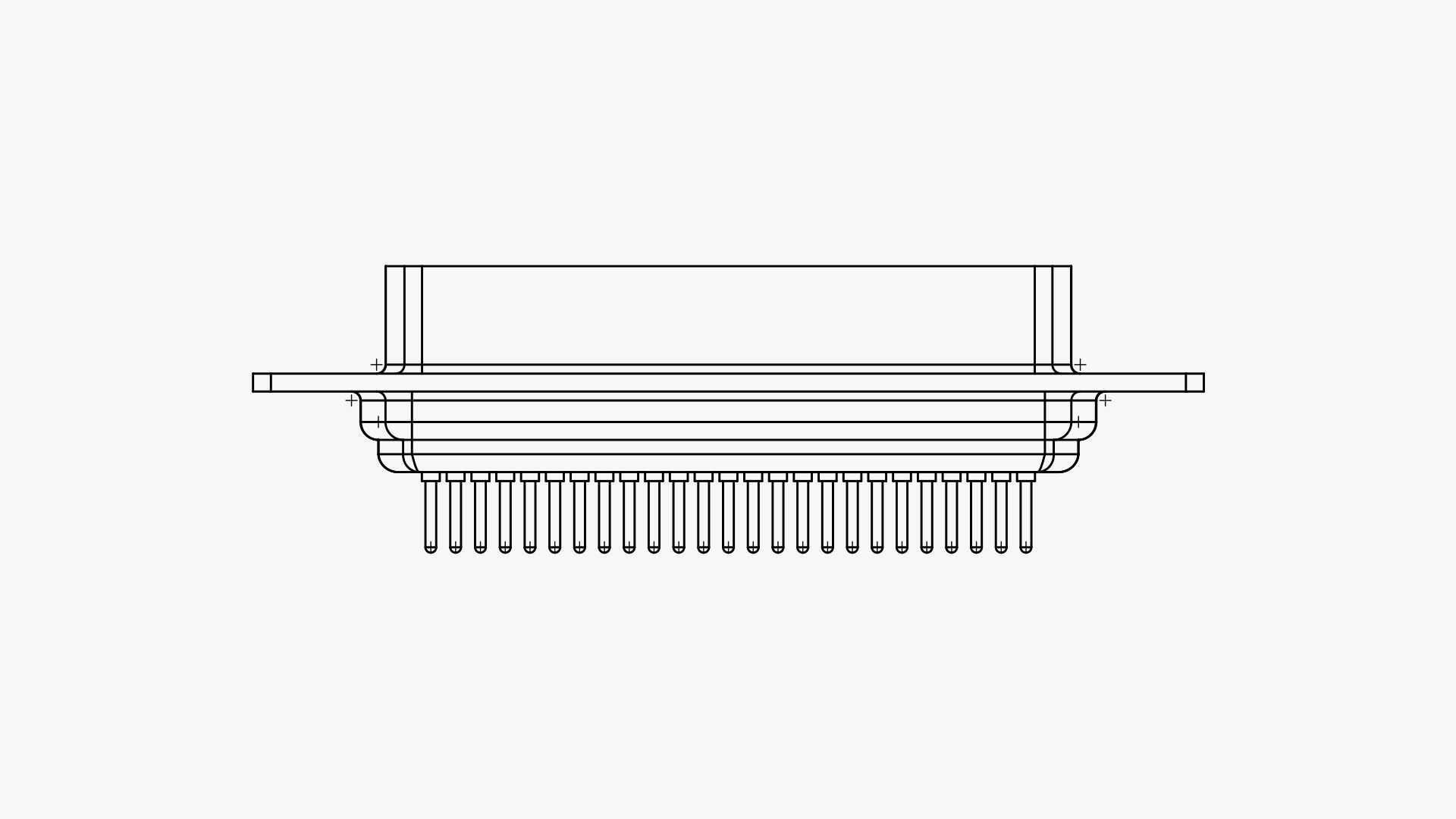 DB25 female connector through hole 3D model_3