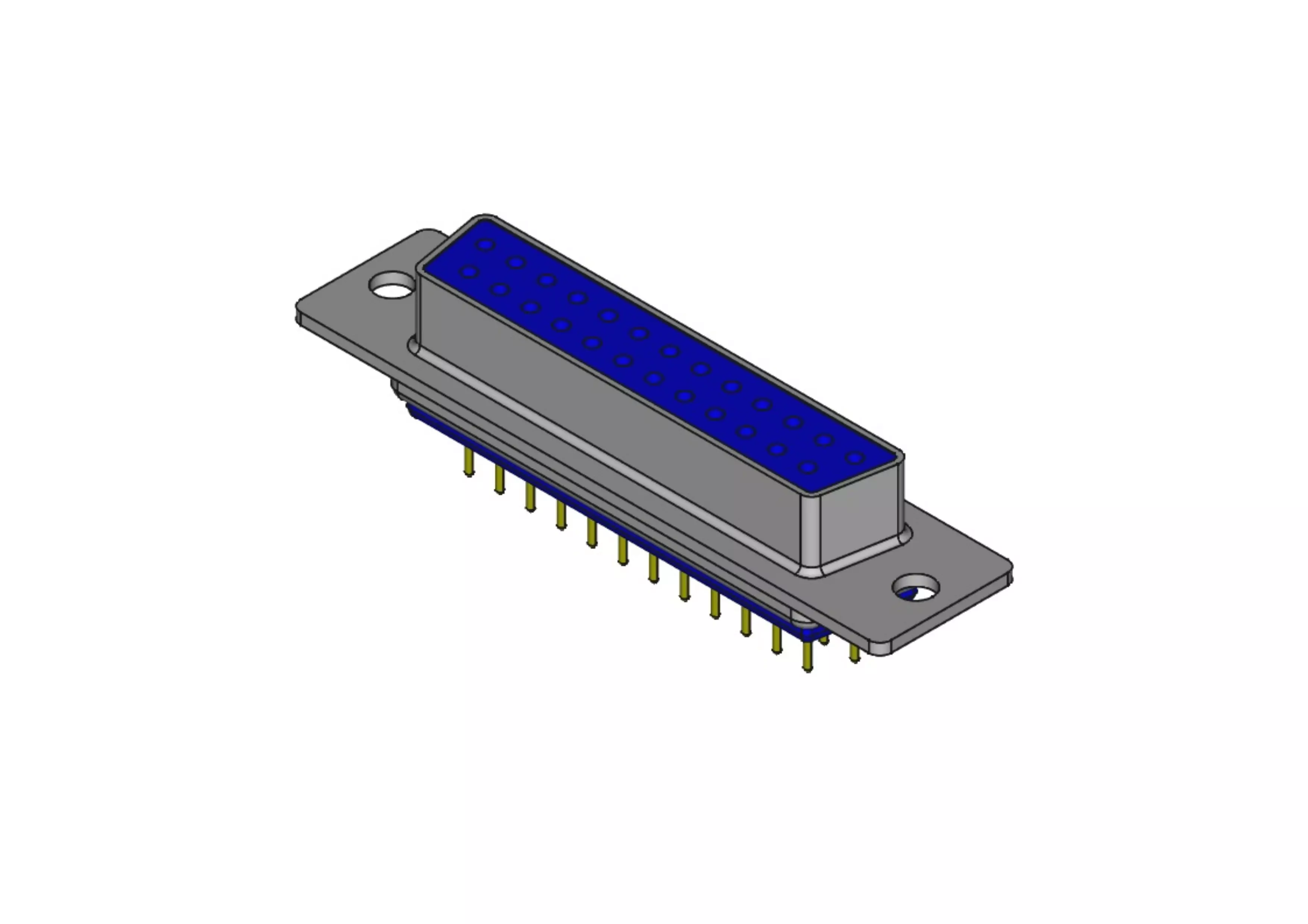 DB25 female connector through hole 3D model_0