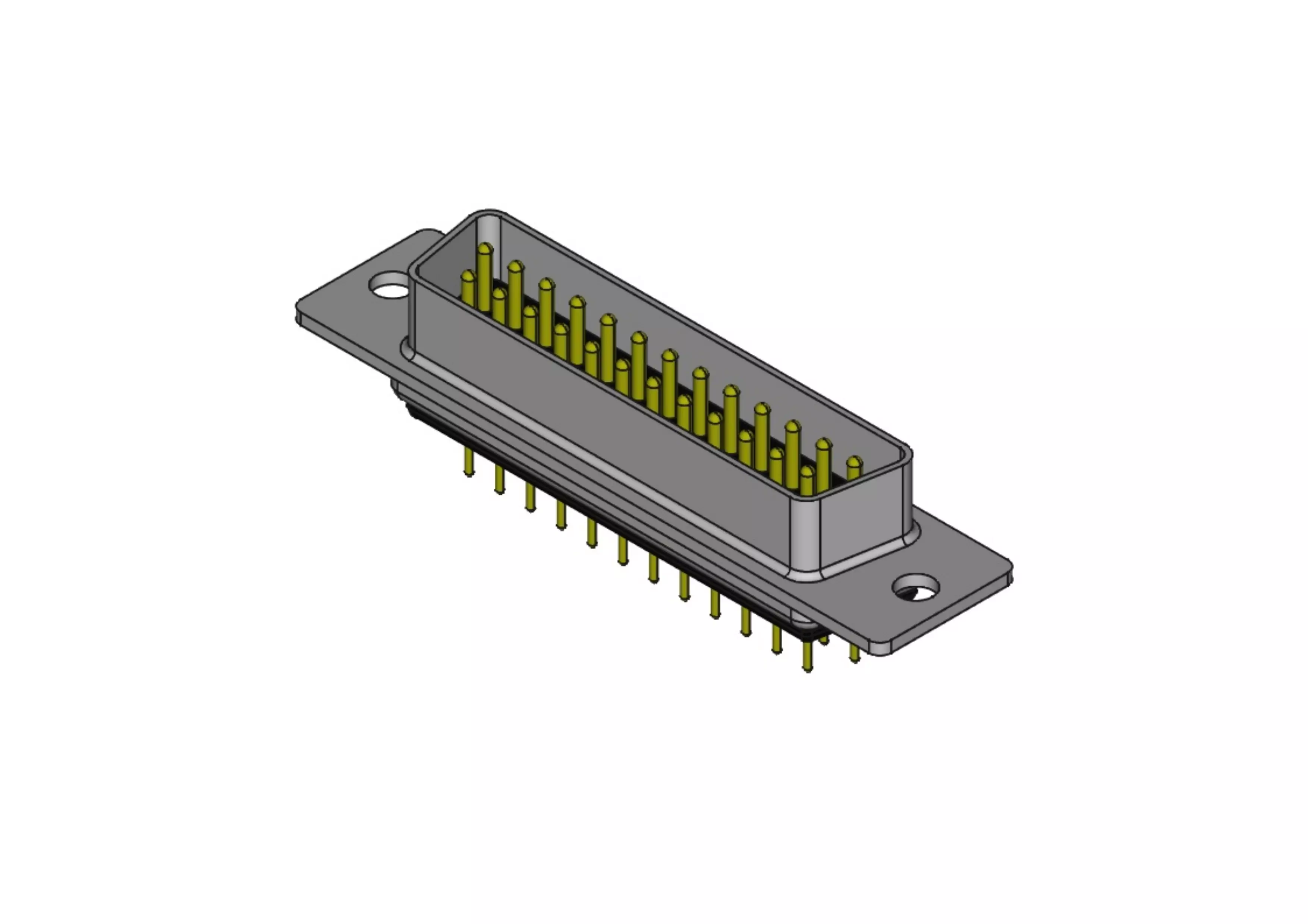 DB25 male connector through hole 3D model_0