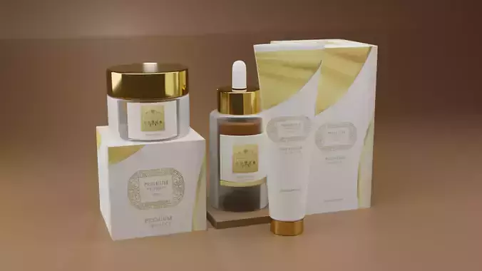 Cosmetic Bottle and Tube Set Blender 3D model