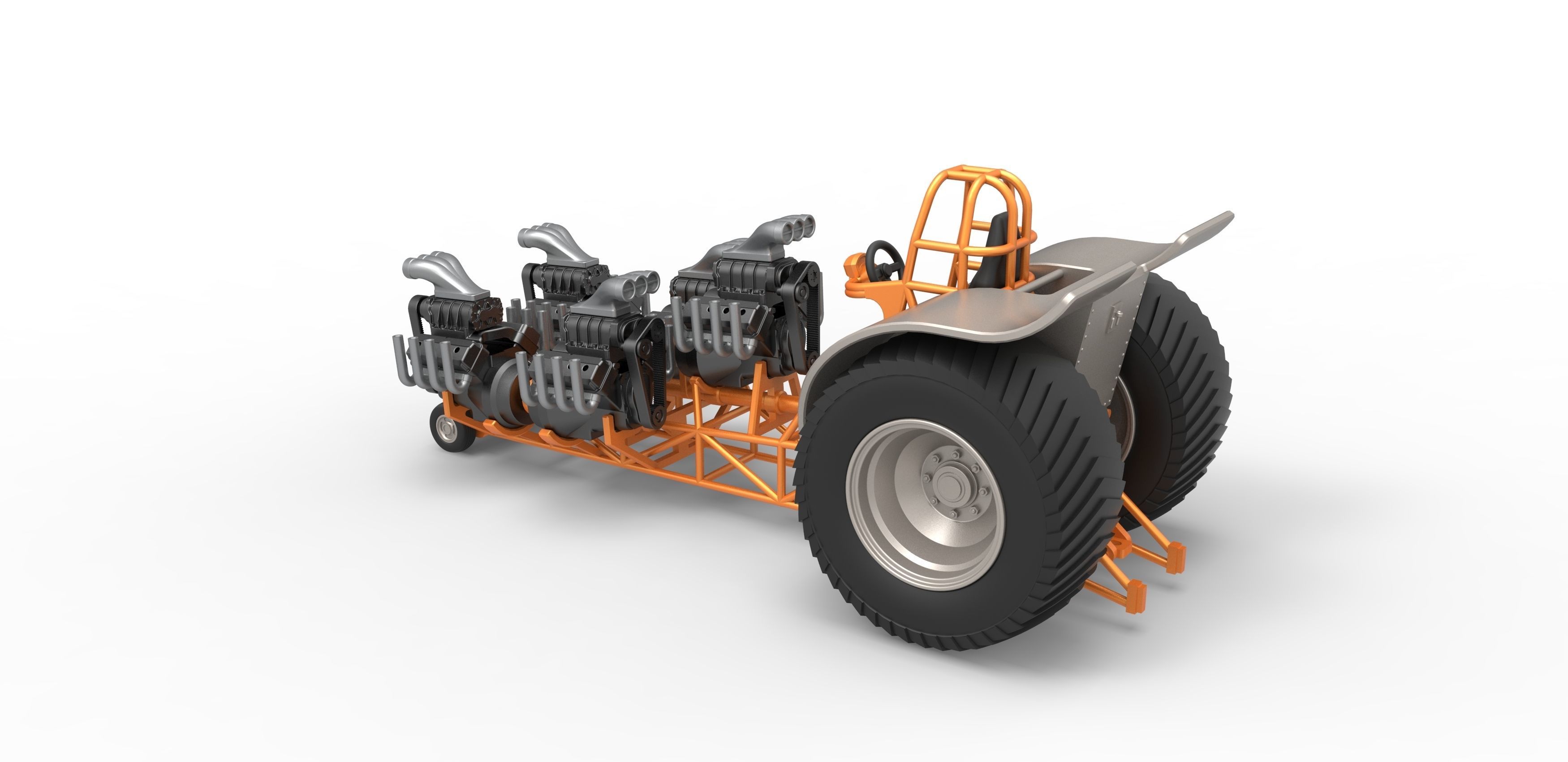 Pulling tractor with 5 engines V8 Version 6 Scale 1 to 25 3D print model_11