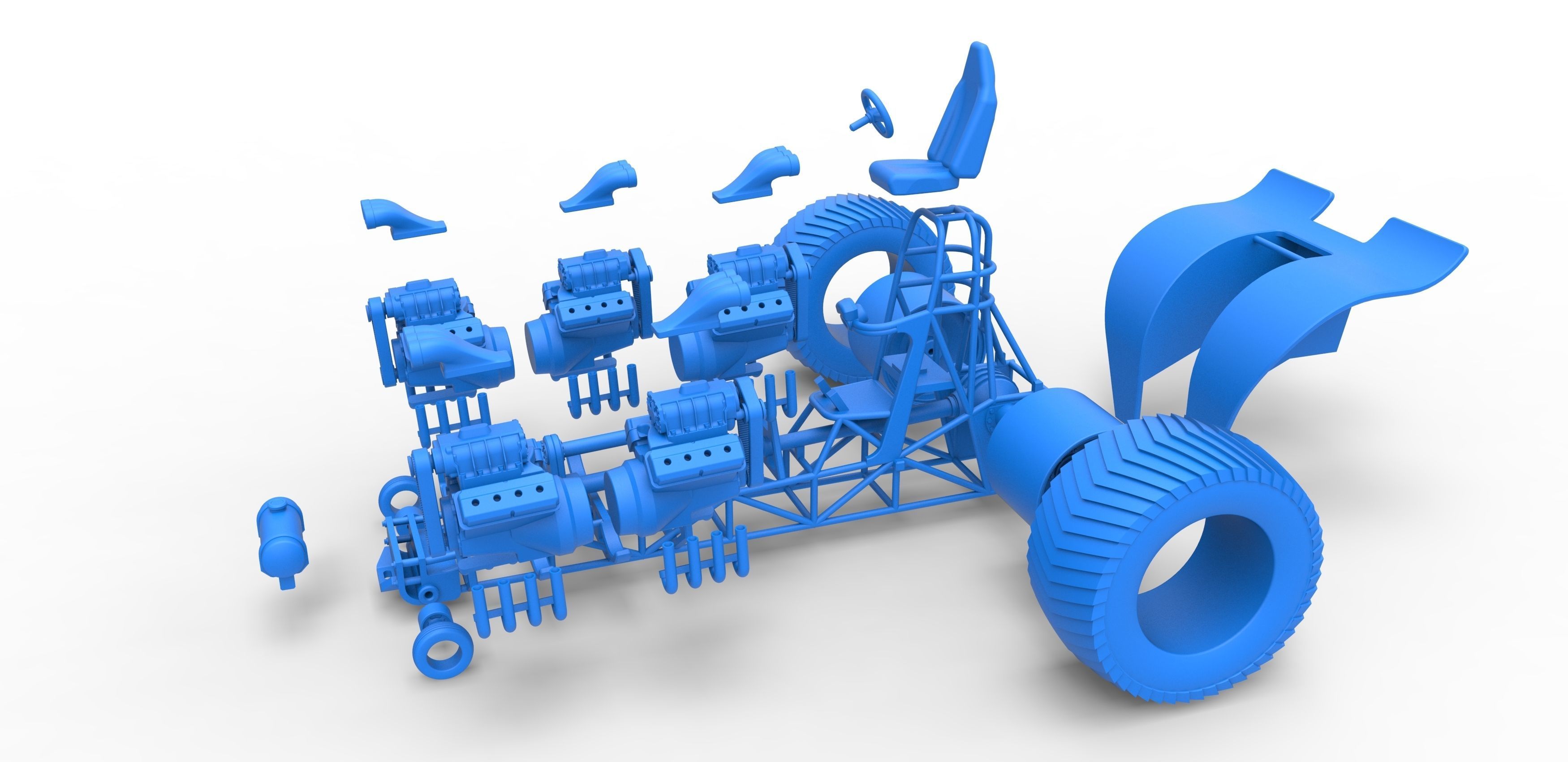 Pulling tractor with 5 engines V8 Version 6 Scale 1 to 25 3D print model_29