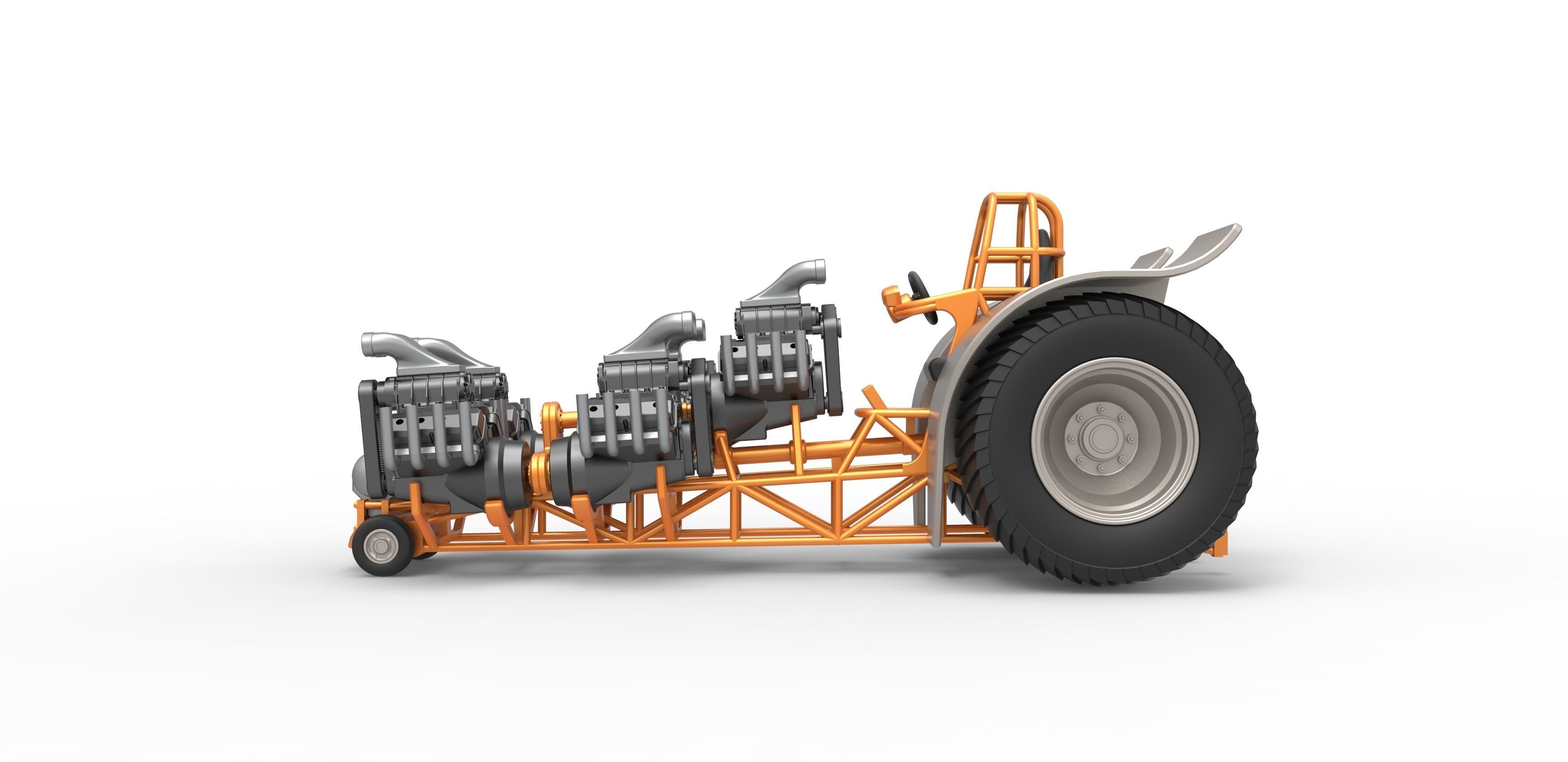 Pulling tractor with 5 engines V8 Version 6 Scale 1 to 25 3D print model_8