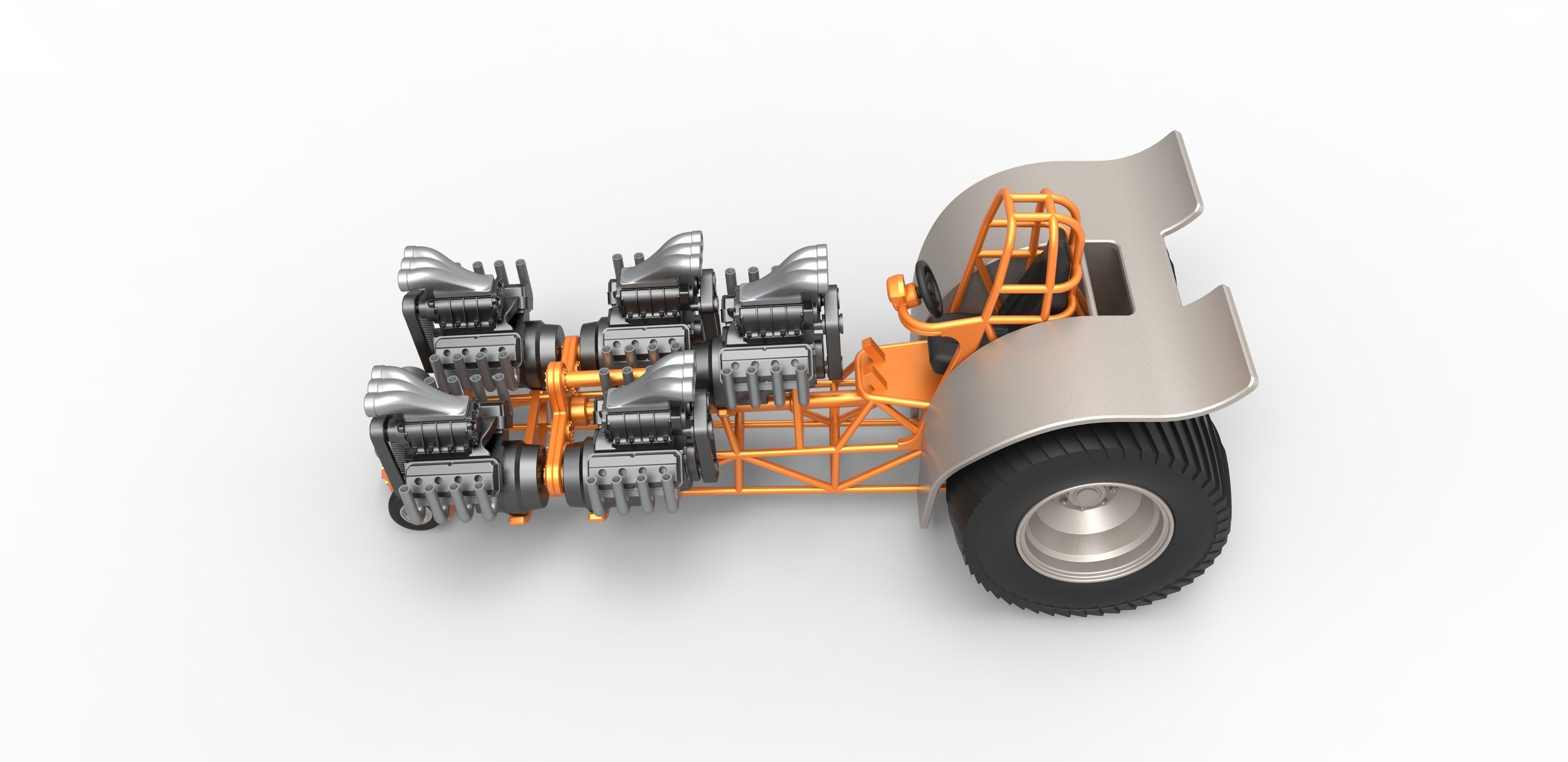 Pulling tractor with 5 engines V8 Version 6 Scale 1 to 25 3D print model_9
