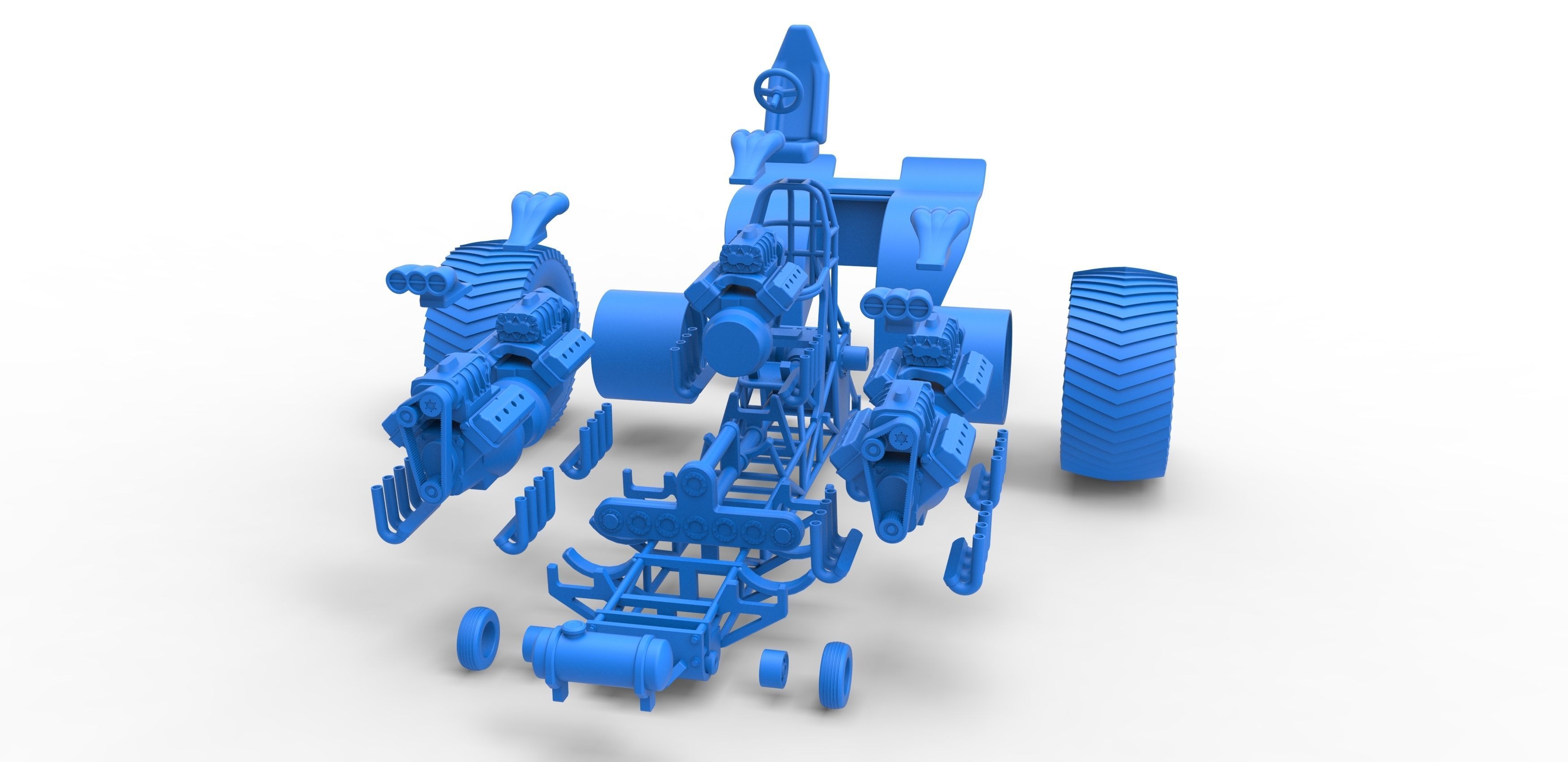 Pulling tractor with 5 engines V8 Version 6 Scale 1 to 25 3D print model_32