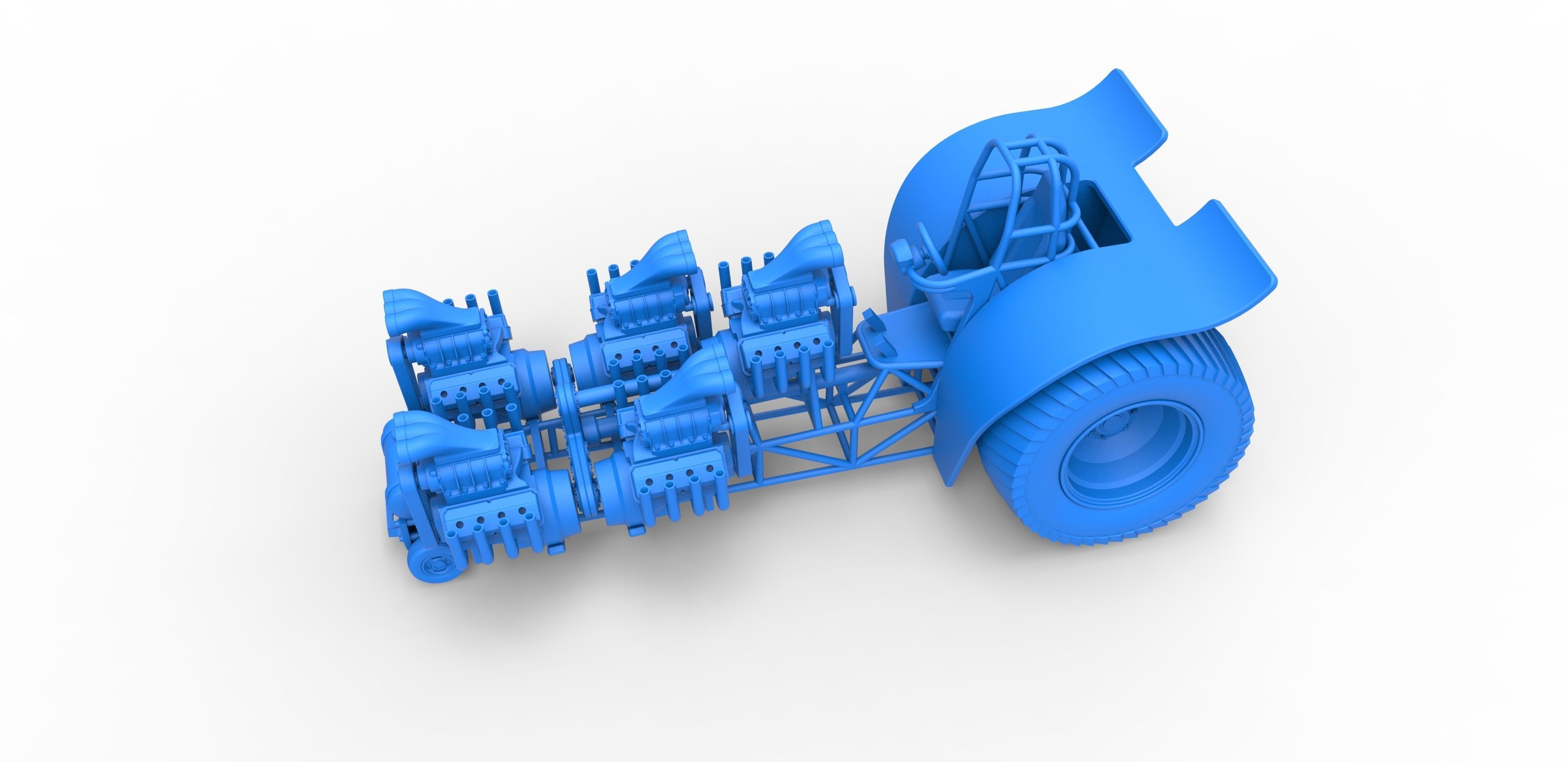 Pulling tractor with 5 engines V8 Version 6 Scale 1 to 25 3D print model_16
