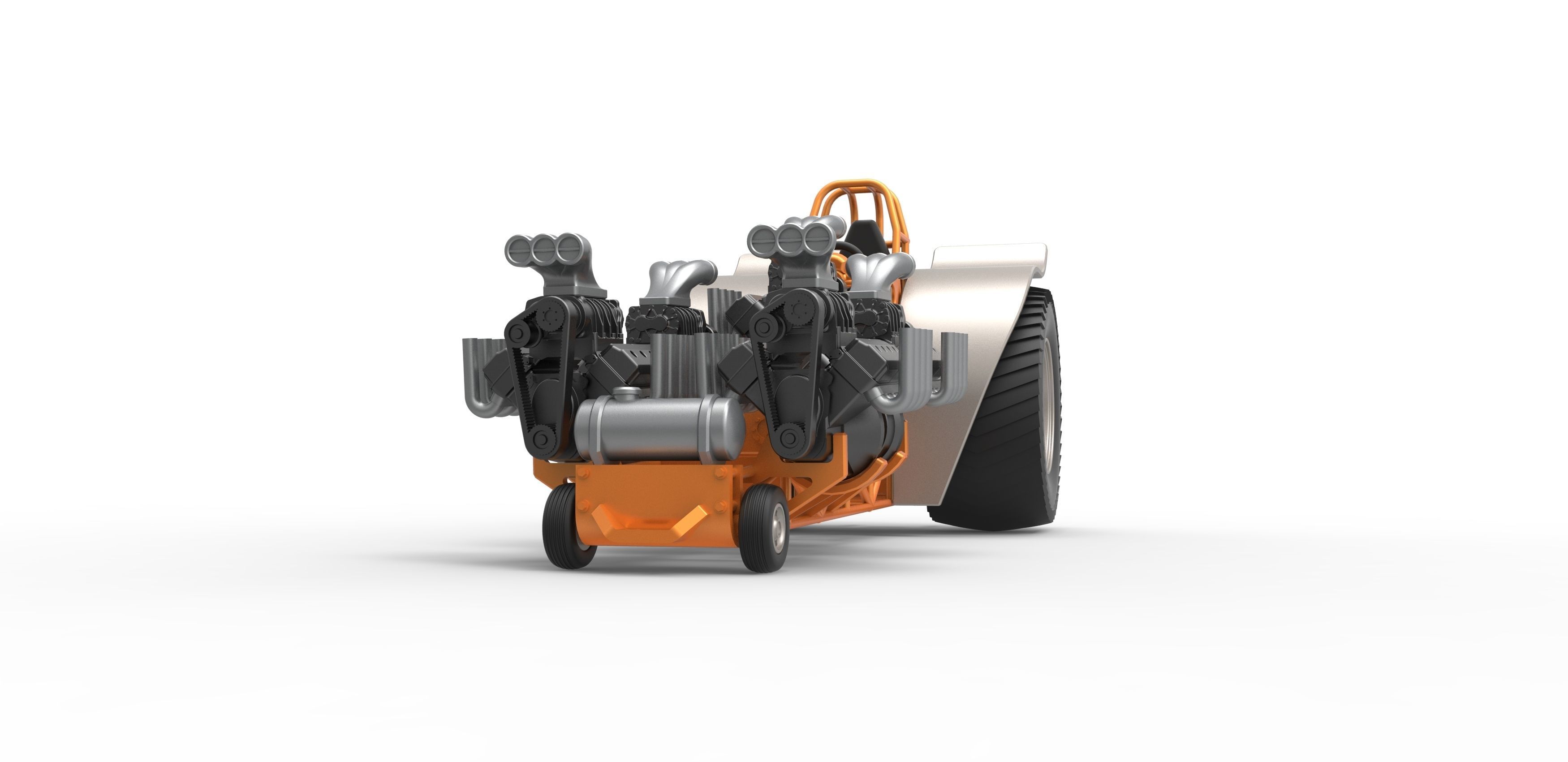 Pulling tractor with 5 engines V8 Version 6 Scale 1 to 25 3D print model_5