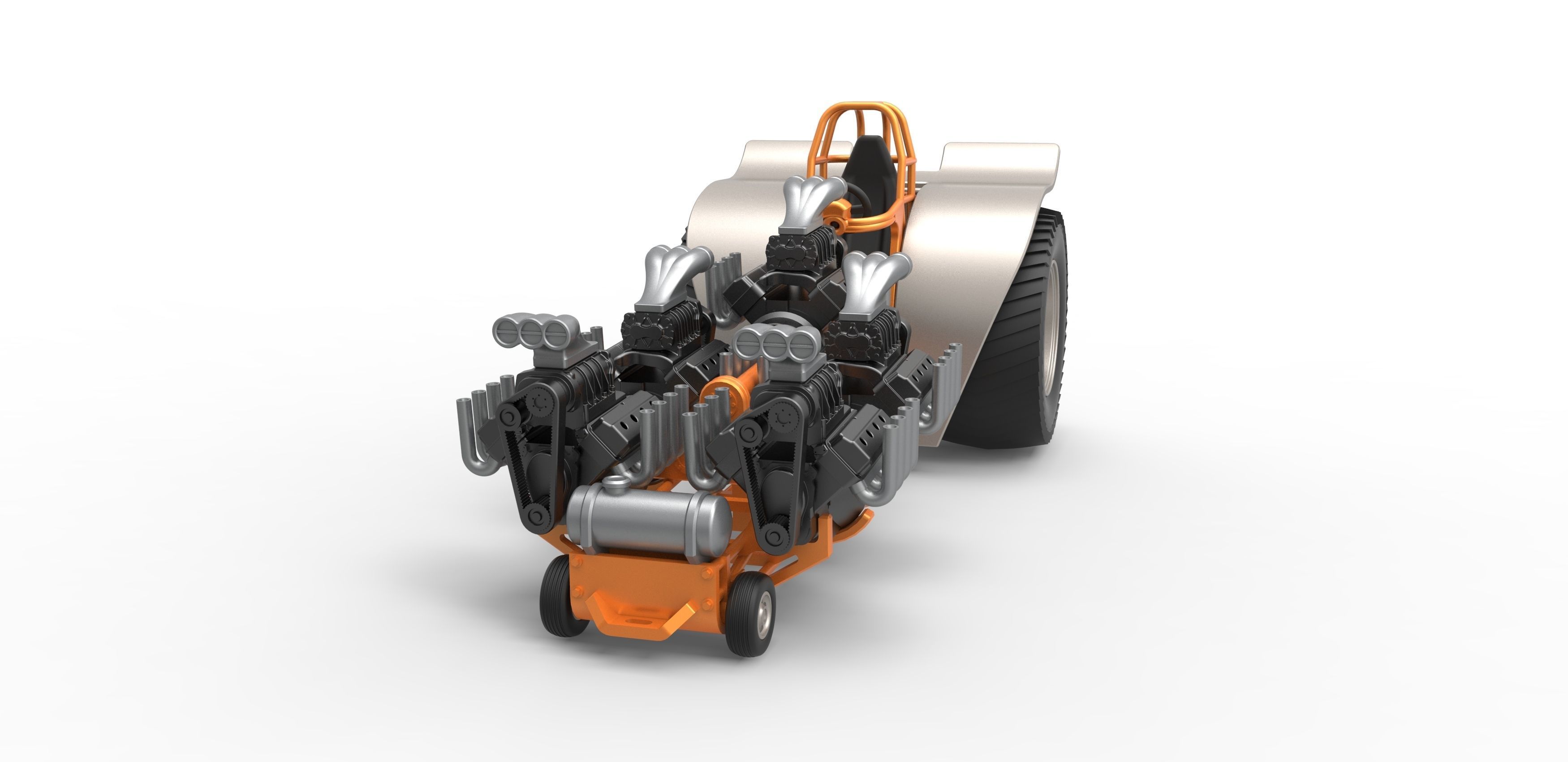 Pulling tractor with 5 engines V8 Version 6 Scale 1 to 25 3D print model_4