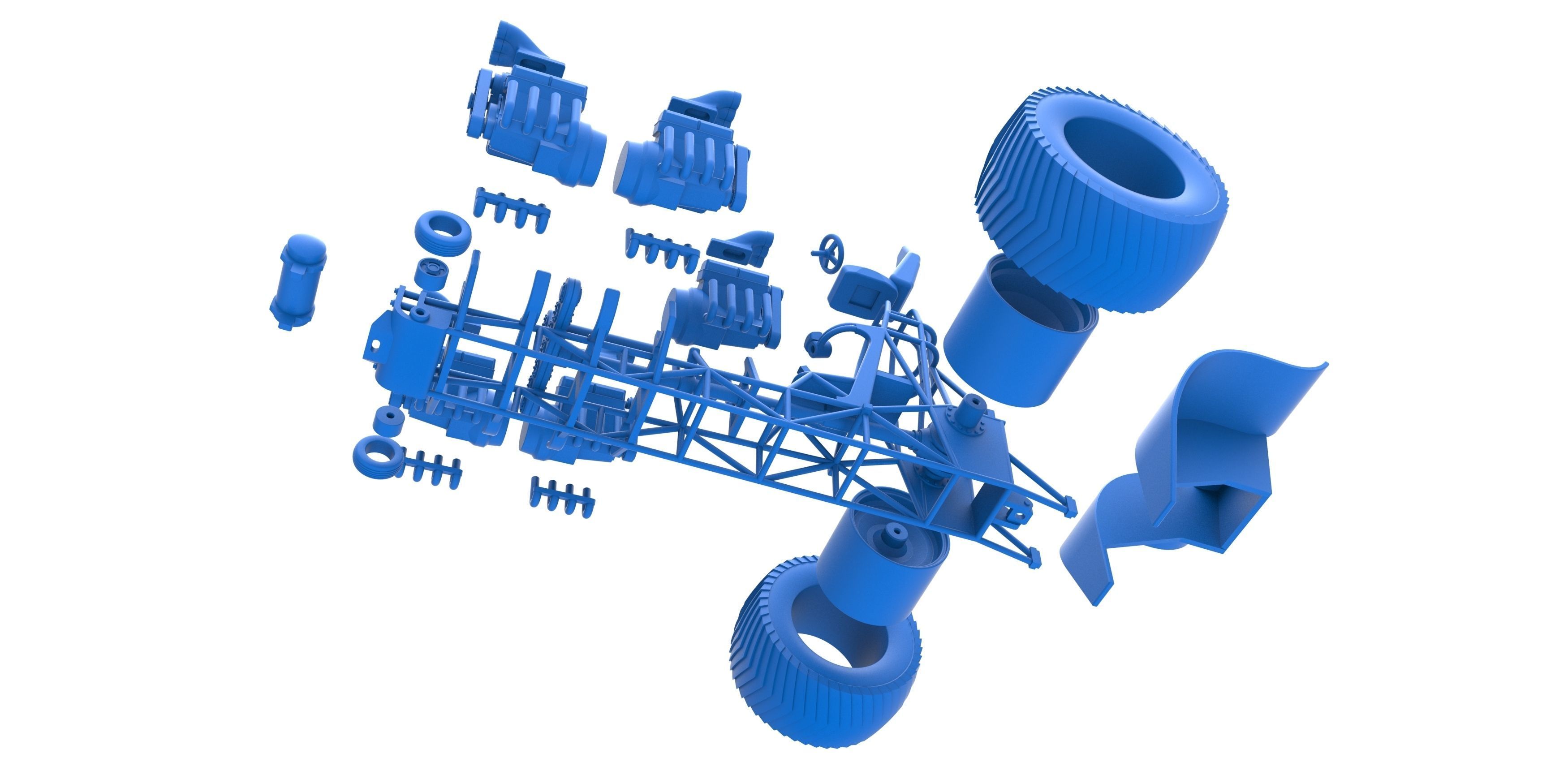 Pulling tractor with 5 engines V8 Version 6 Scale 1 to 25 3D print model_31