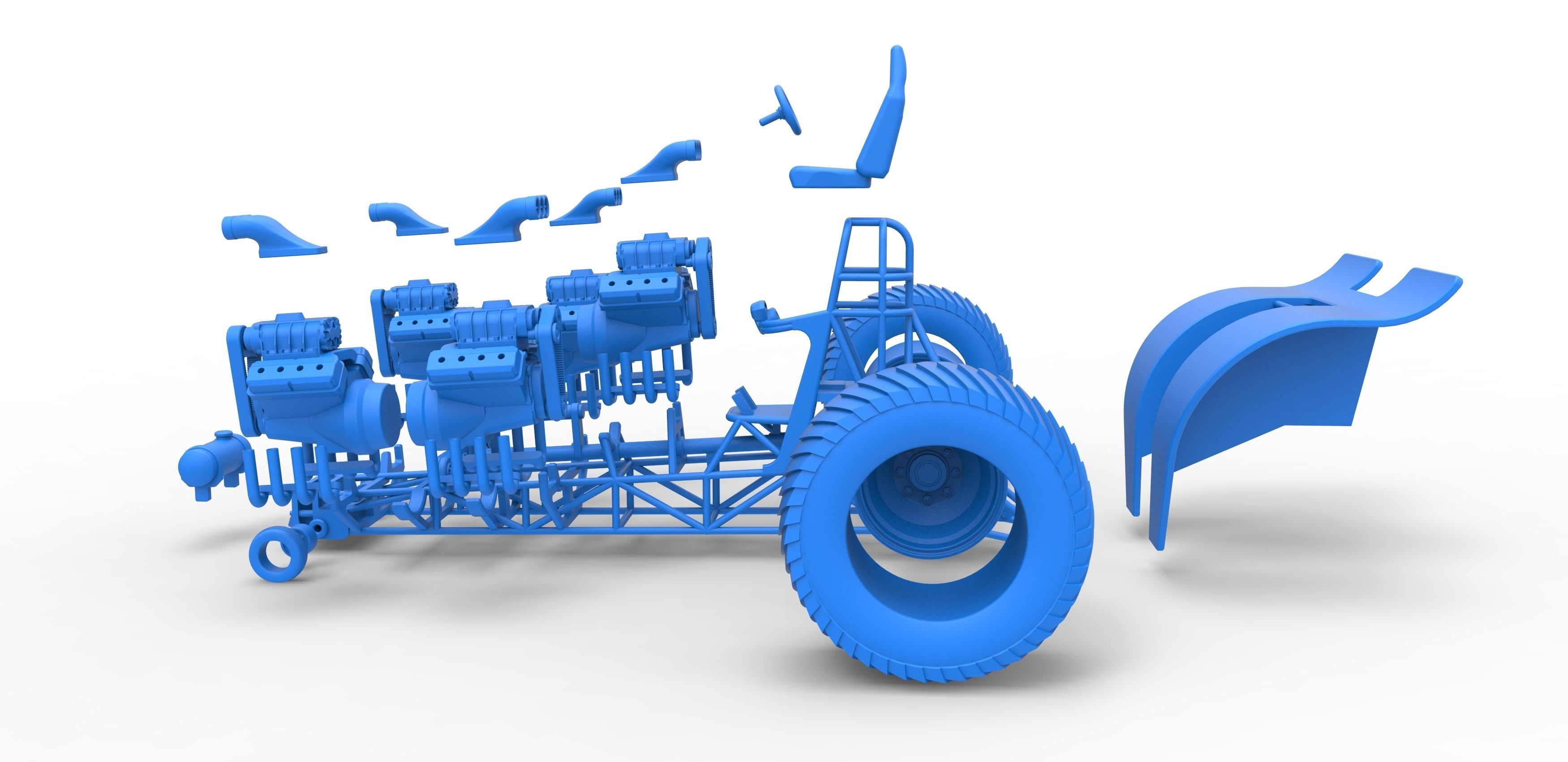 Pulling tractor with 5 engines V8 Version 6 Scale 1 to 25 3D print model_33