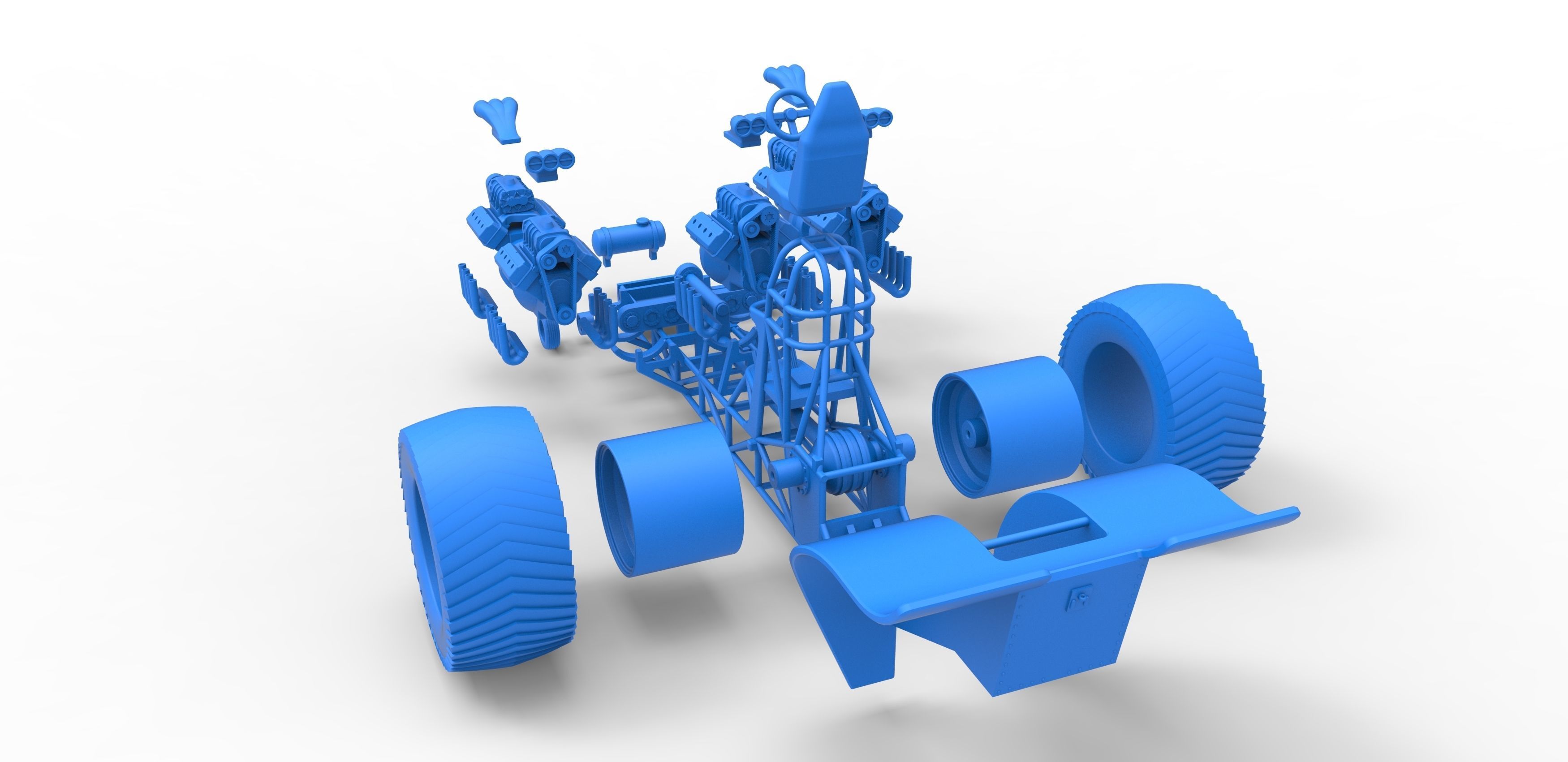 Pulling tractor with 5 engines V8 Version 6 Scale 1 to 25 3D print model_35