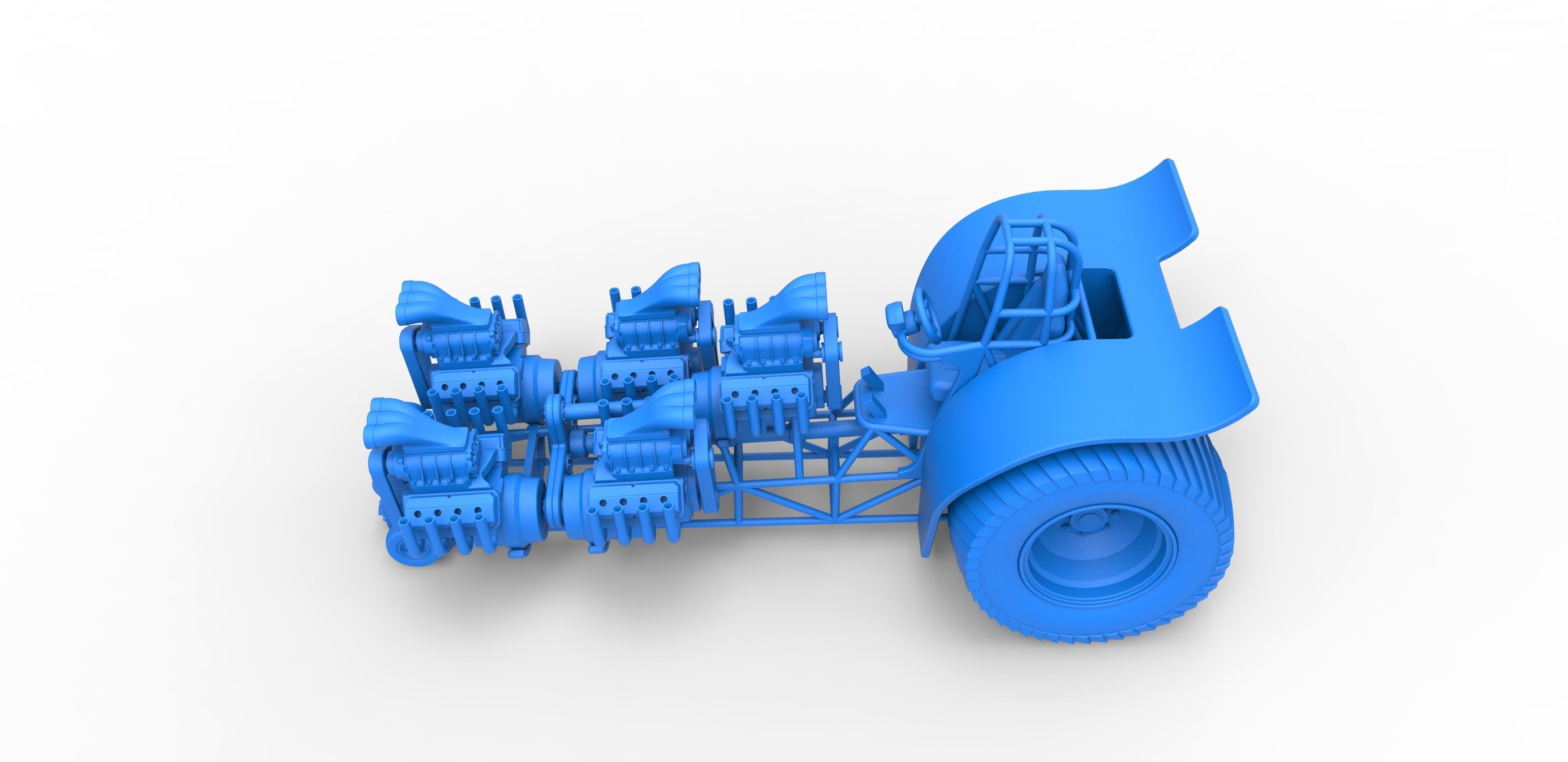 Pulling tractor with 5 engines V8 Version 6 Scale 1 to 25 3D print model_23