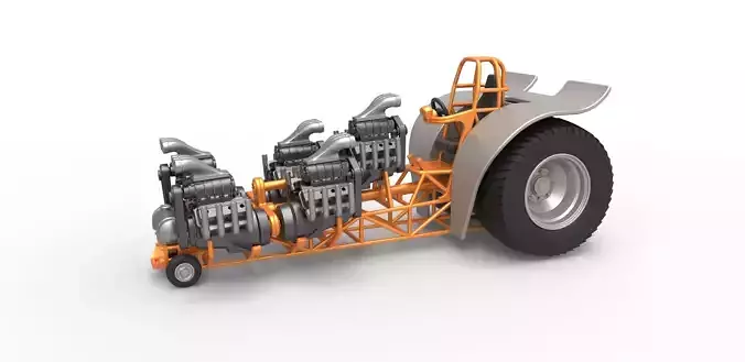 Pulling tractor with 5 engines V8 Version 6 Scale 1 to 25 3D print model