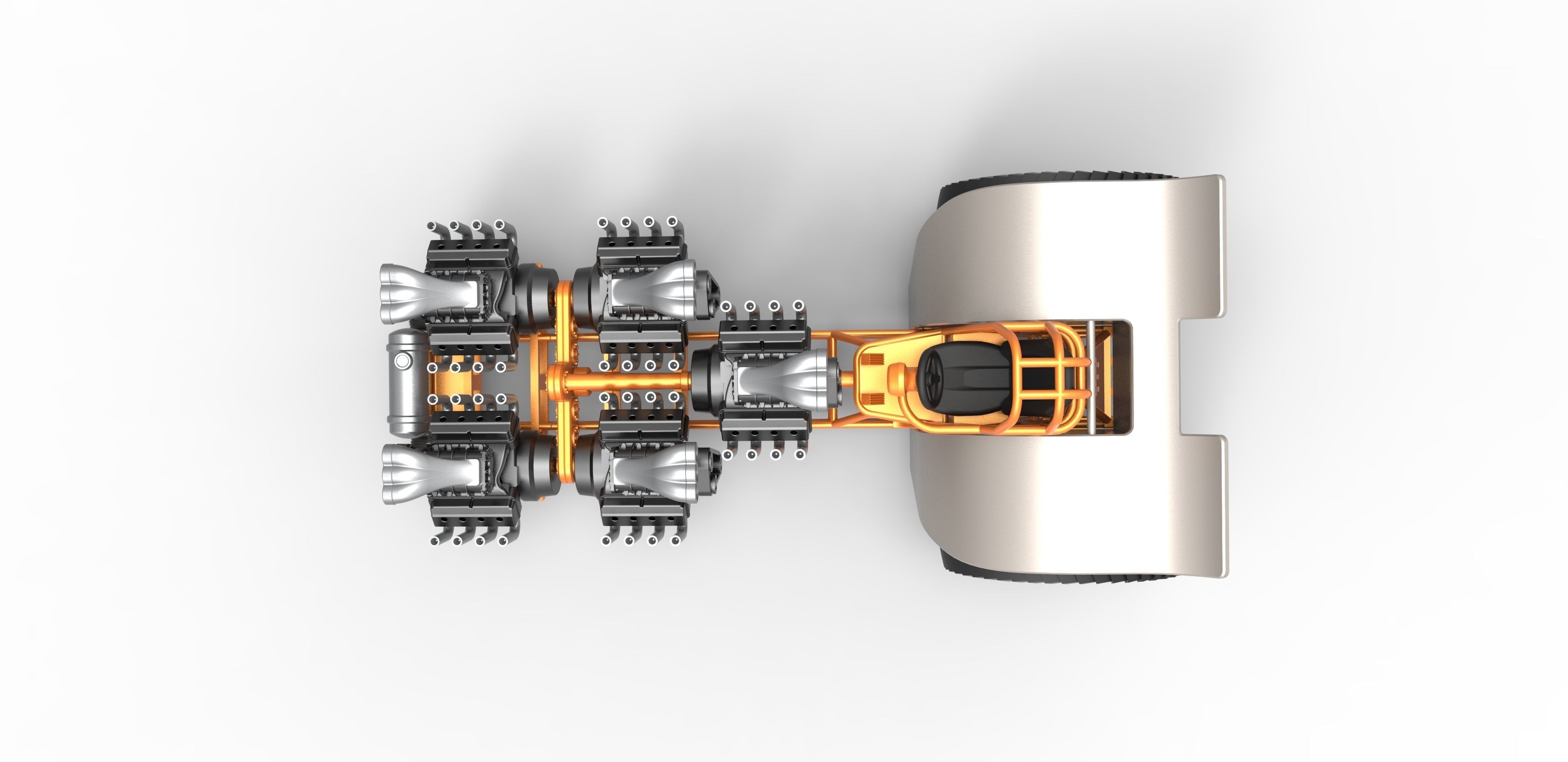 Pulling tractor with 5 engines V8 Version 6 Scale 1 to 25 3D print model_10