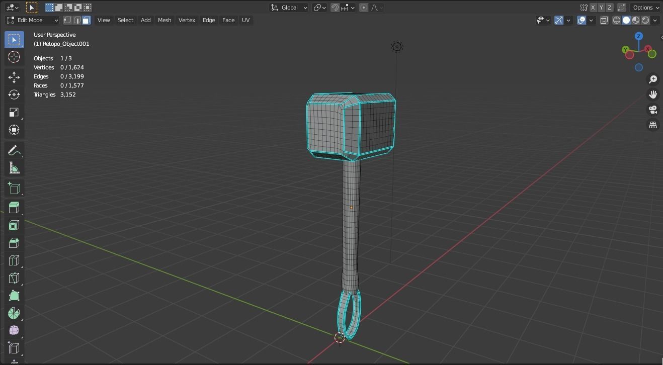 Thor Hammer Free low-poly 3D model_4
