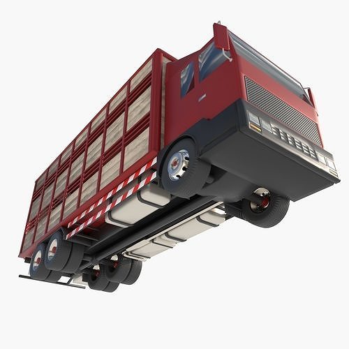cattle truck Low-poly 3D model 5