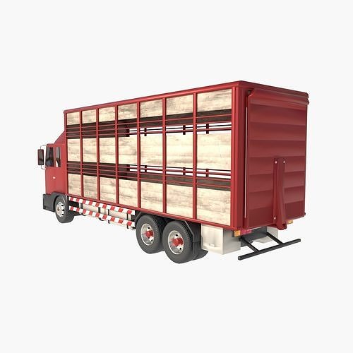 cattle truck Low-poly 3D model 2