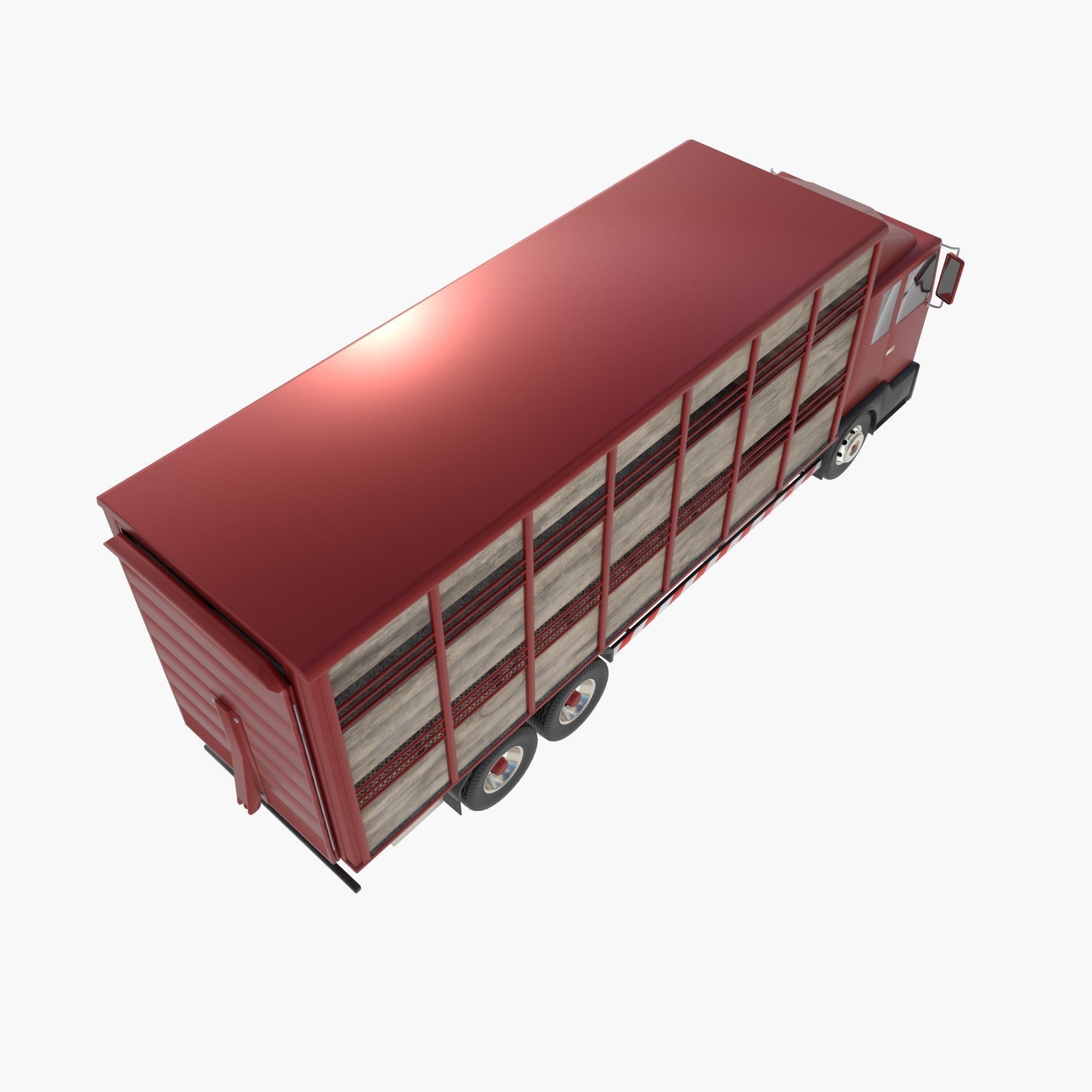 cattle truck Low-poly 3D model_3