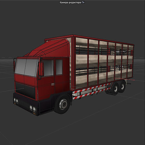 cattle truck Low-poly 3D model 7