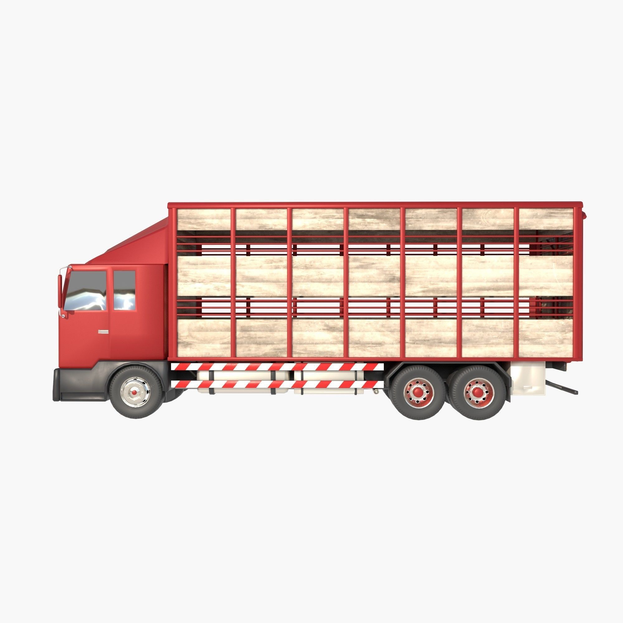 cattle truck Low-poly 3D model_2