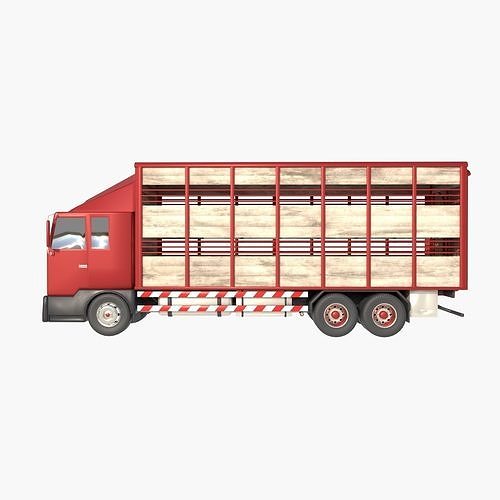 cattle truck Low-poly 3D model 3